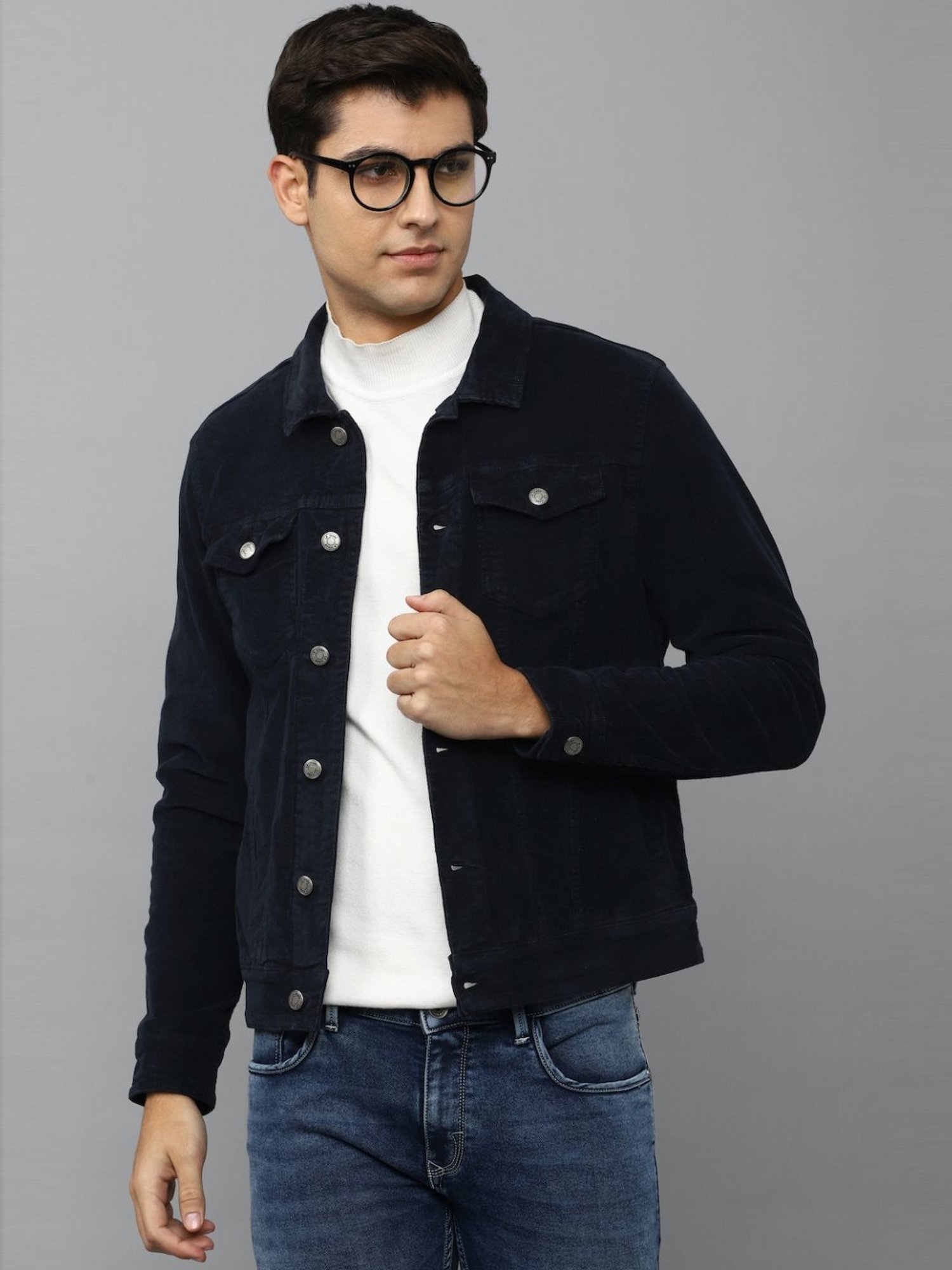 Louis Philippe Jeans Black Solid Casual Jacket - Buy Louis Philippe Jeans  Black Solid Casual Jacket online in India