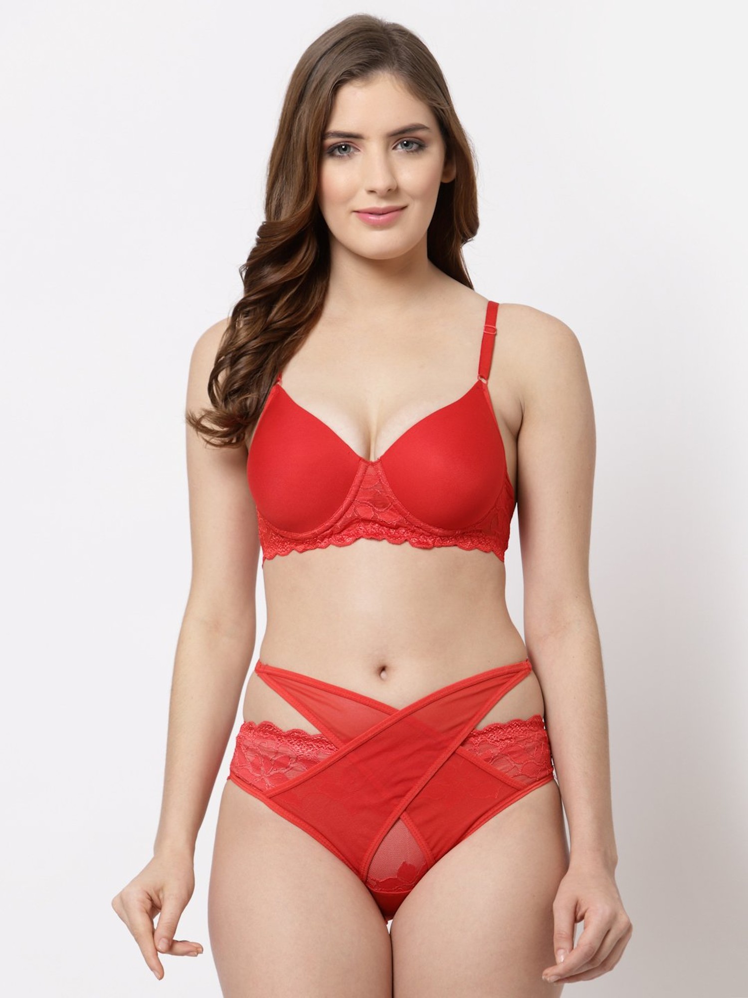 Buy Cukoo Black & Red Lace Full Coverage Bra With Panty (Pack Of 2) for  Women Online @ Tata CLiQ