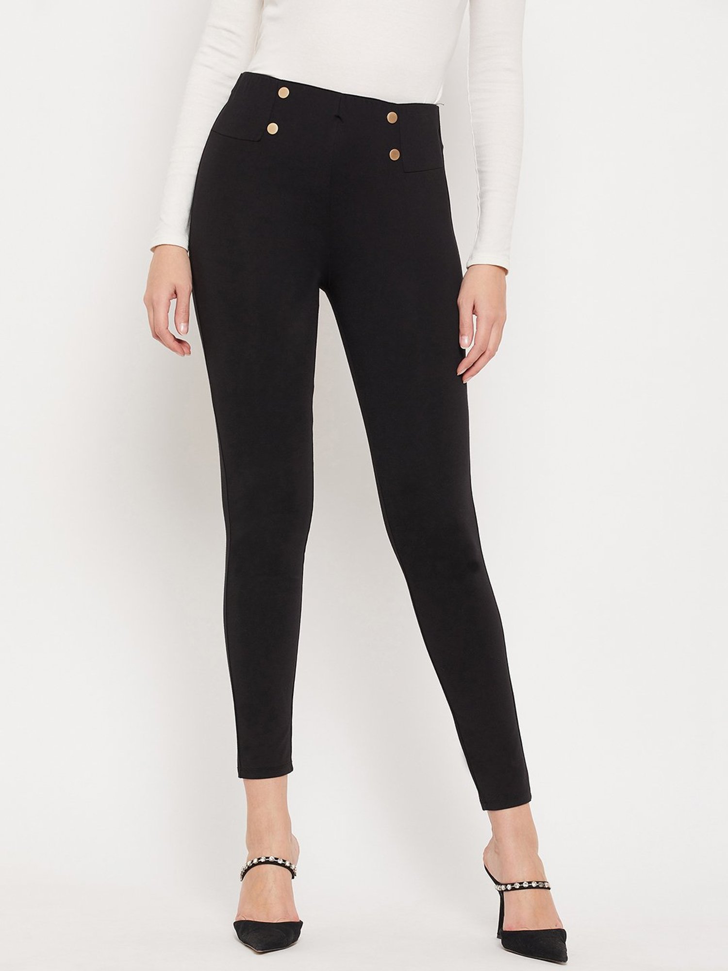 Buy MADAME Black Mid Rise Jeggings for Women Online @ Tata CLiQ