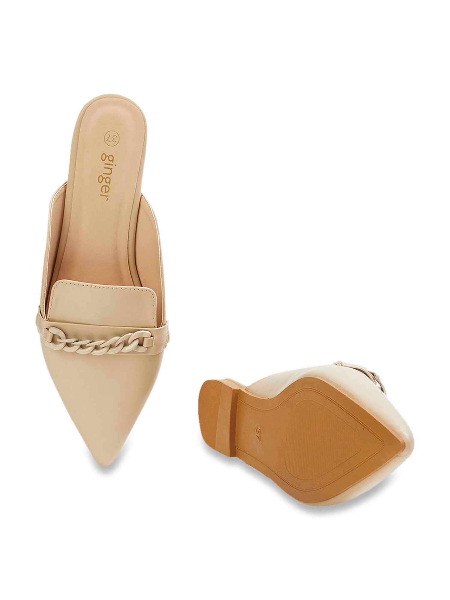 Buy Ginger by Lifestyle Women's Beige Mule Shoes for Women at Best