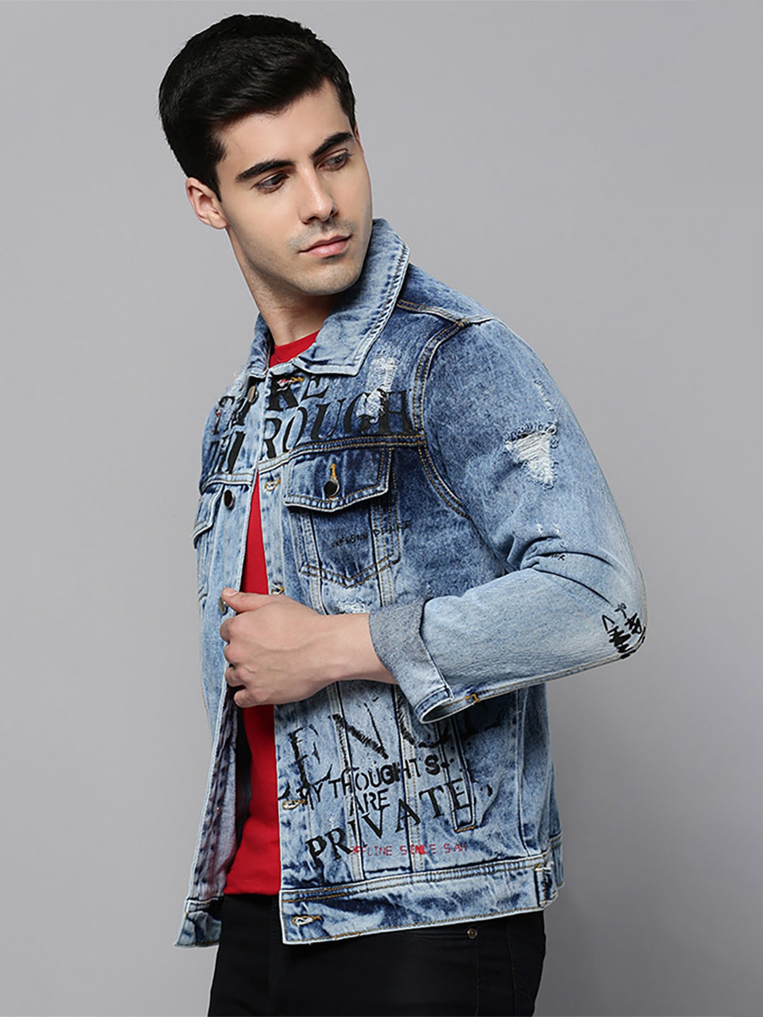 Buy online Dark Blue Washed Denim Jacket from Jackets for Men by Ftx for  ₹899 at 50% off | 2024 Limeroad.com