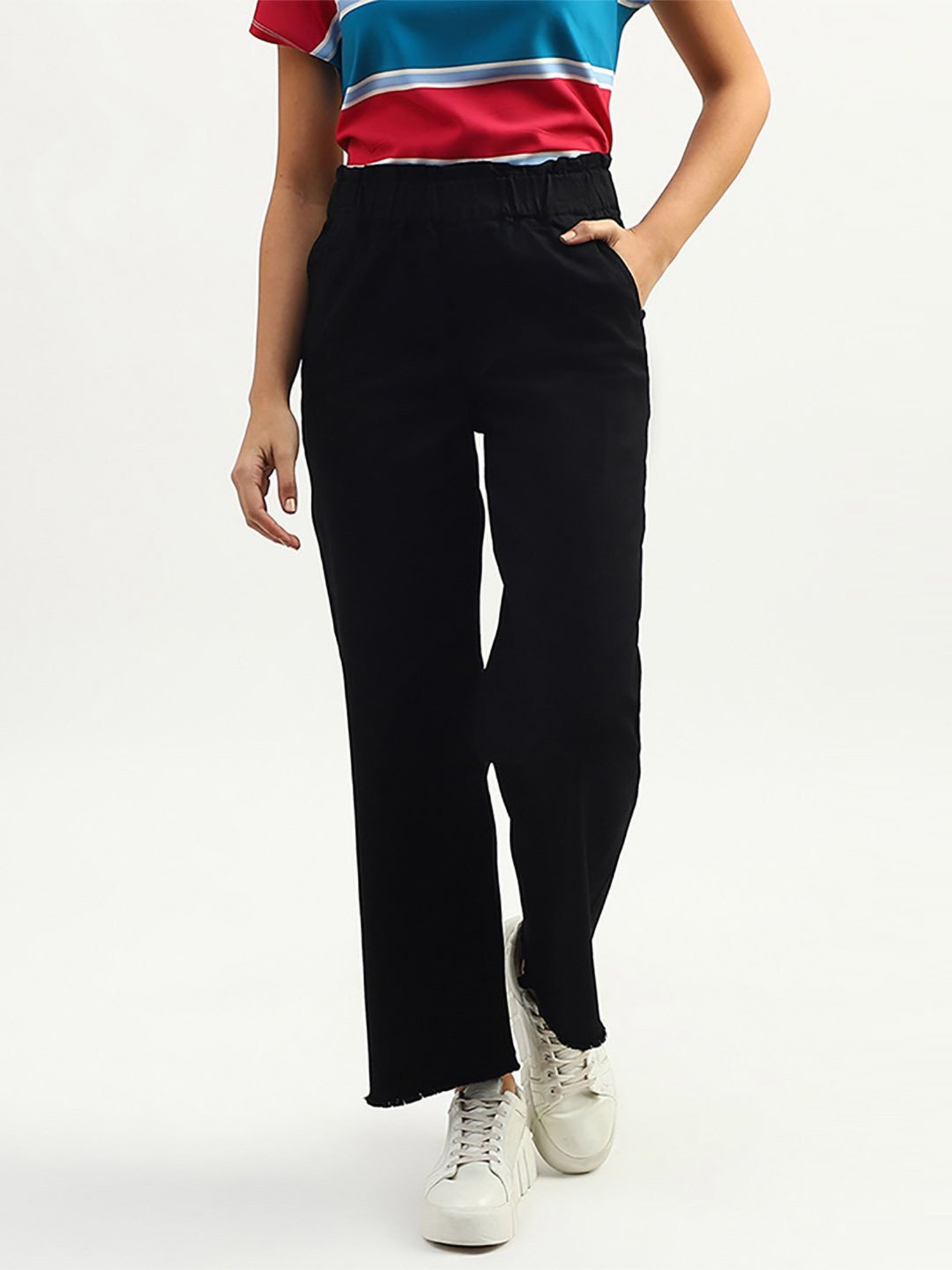 Buy online Black Cotton Pleated Trousers from bottom wear for Women by  Elleven By Aurelia for 899 at 0 off  2023 Limeroadcom