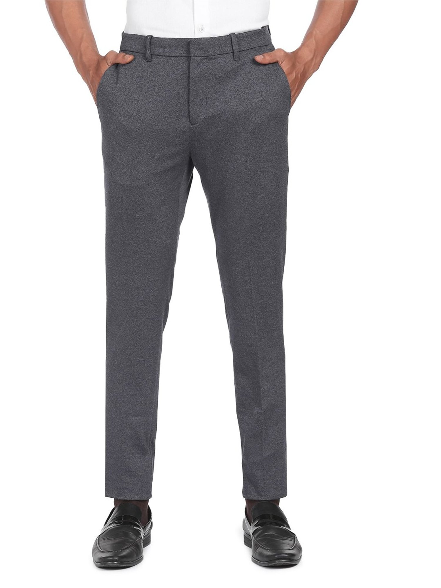 Buy Arrow New York Grey Regular Fit Self Pattern Trousers for Mens Online   Tata CLiQ