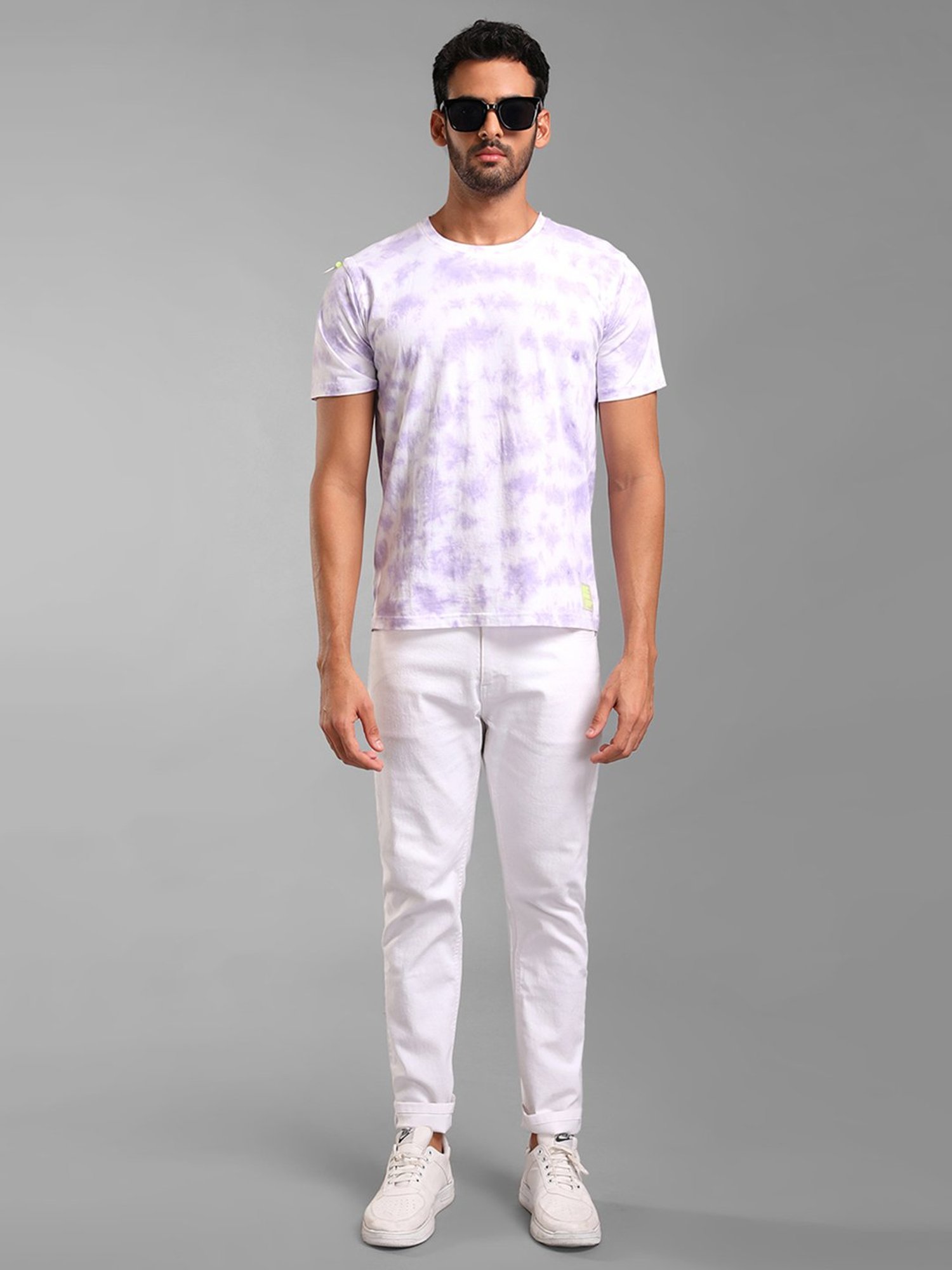 Buy KZ07 by Kazo Purple Regular Fit Printed Crew T-Shirt for Men's