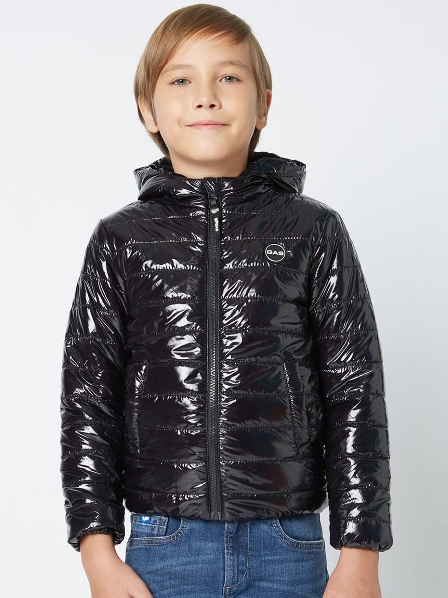 Boys black hooded discount jacket