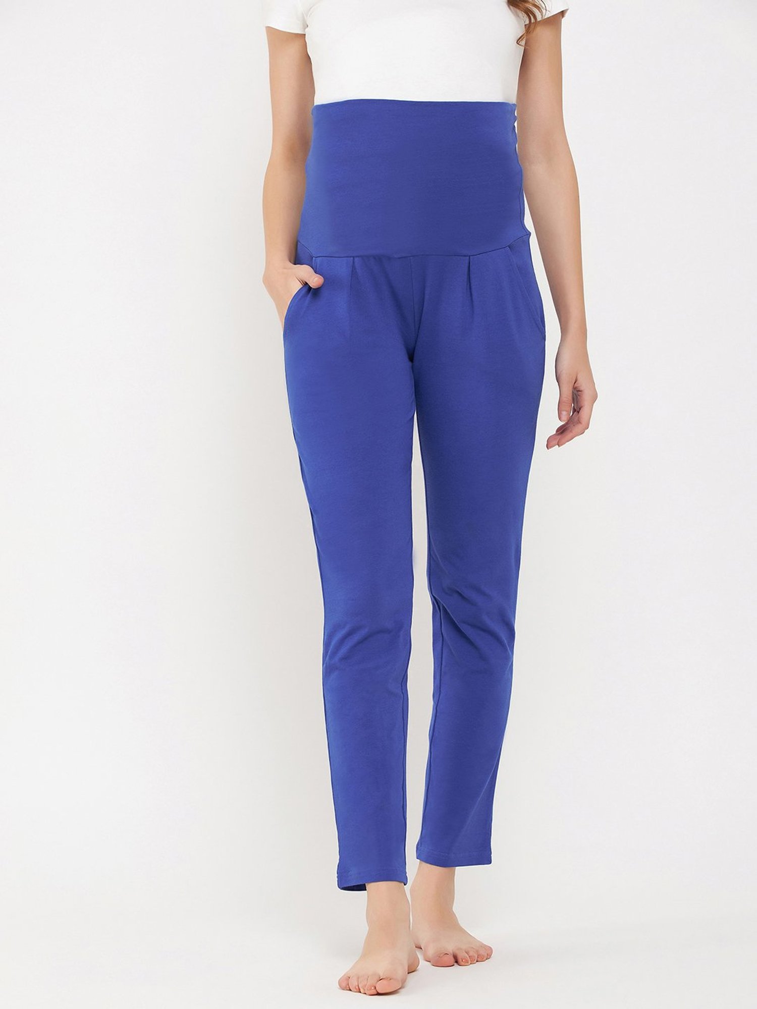 Maternity Casual Pants with Pockets - Navy Blue