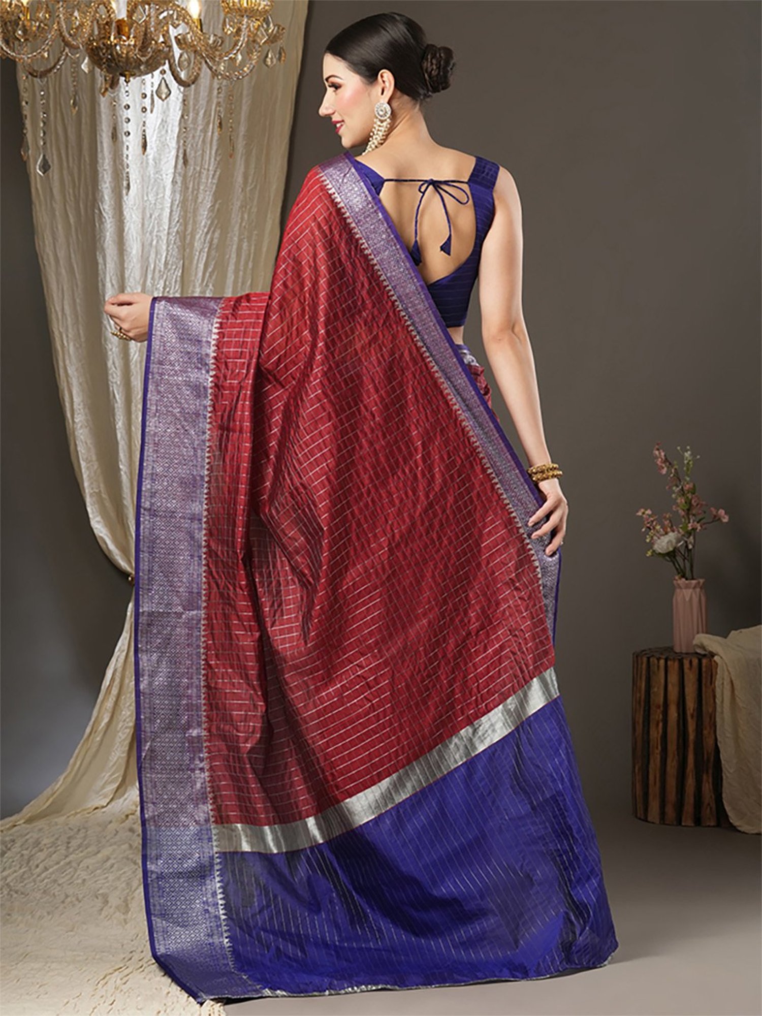 Royal blue dual tone Banarasi saree – Silk Ethnics