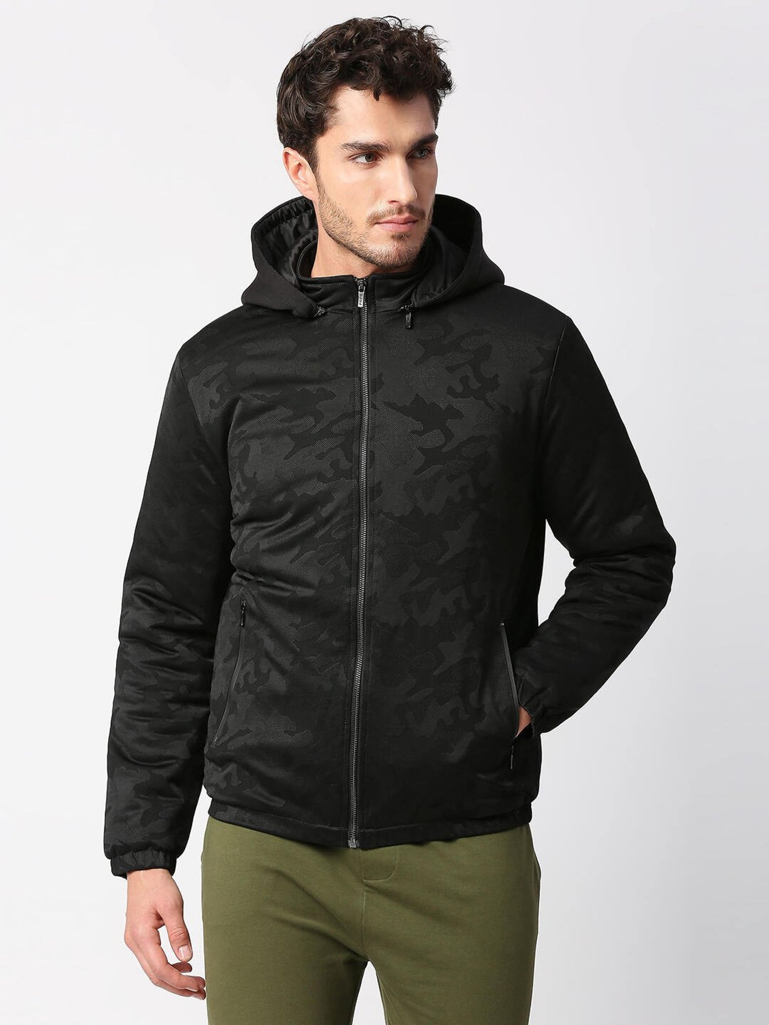 Mens camo cheap hooded jacket