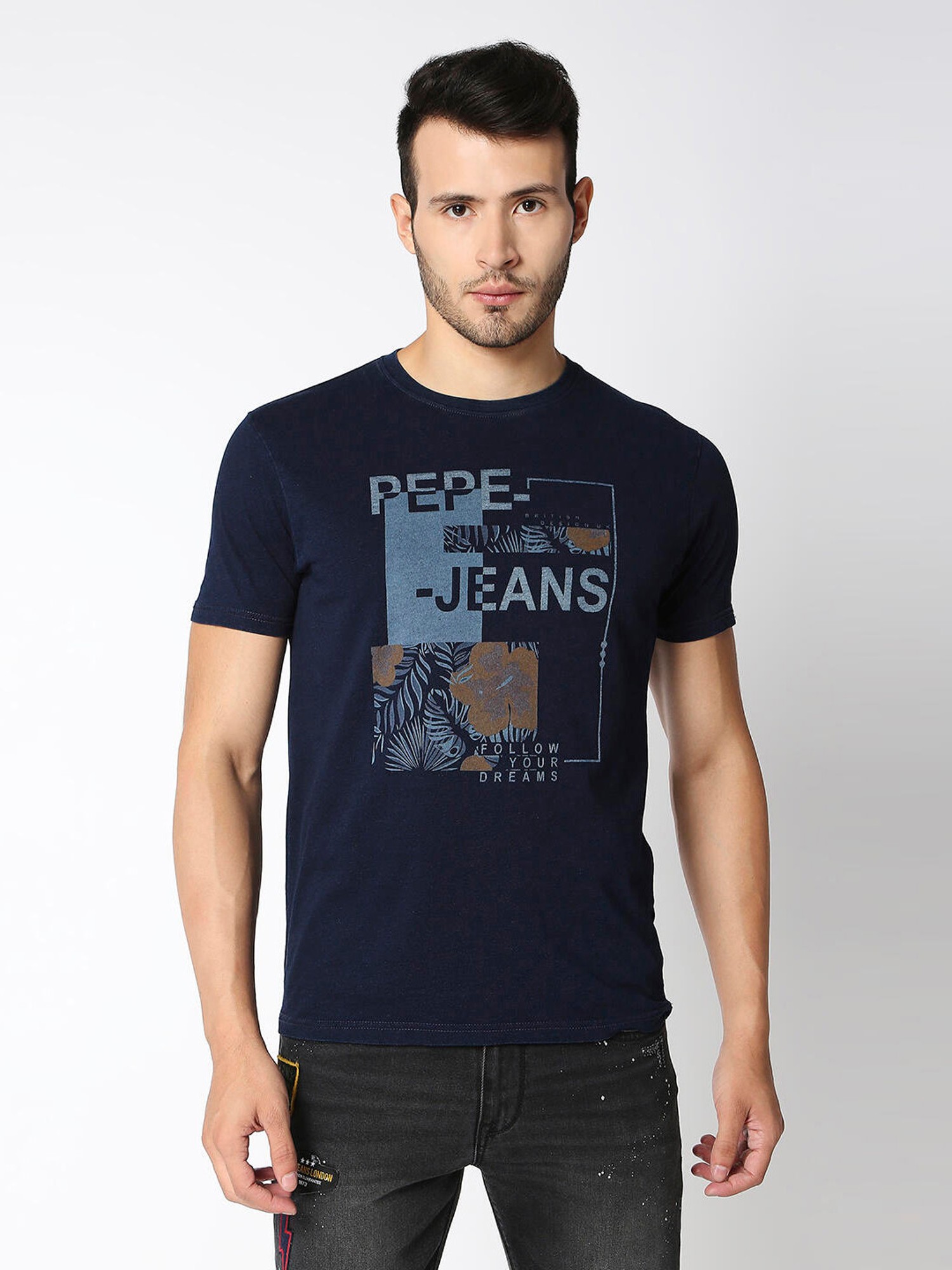 Buy Pepe Jeans Men Pure Cotton Brand Logo Printed Slim Fit T Shirt - Tshirts  for Men 21601008 | Myntra