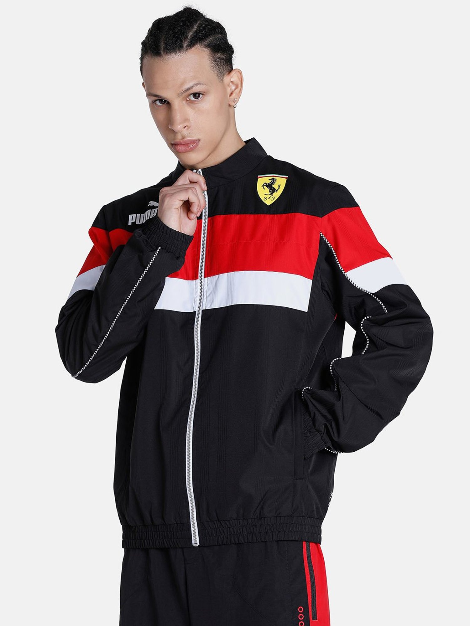 Red and sale black puma jacket