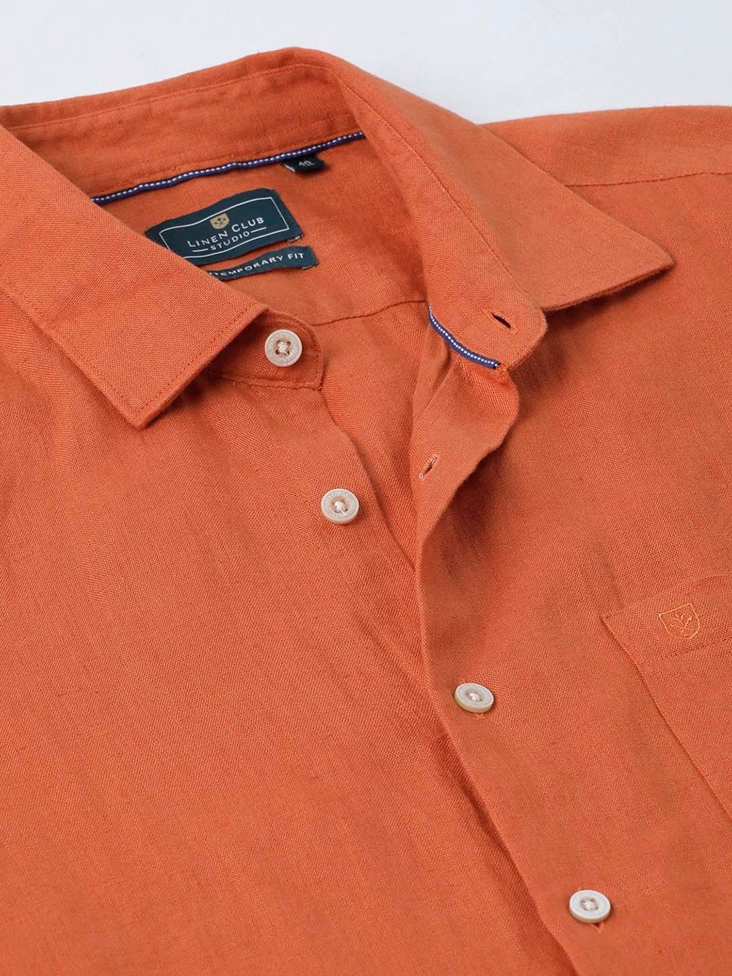 Buy Linen Club Orange Regular Fit Linen Shirt for Men's Online @ Tata CLiQ