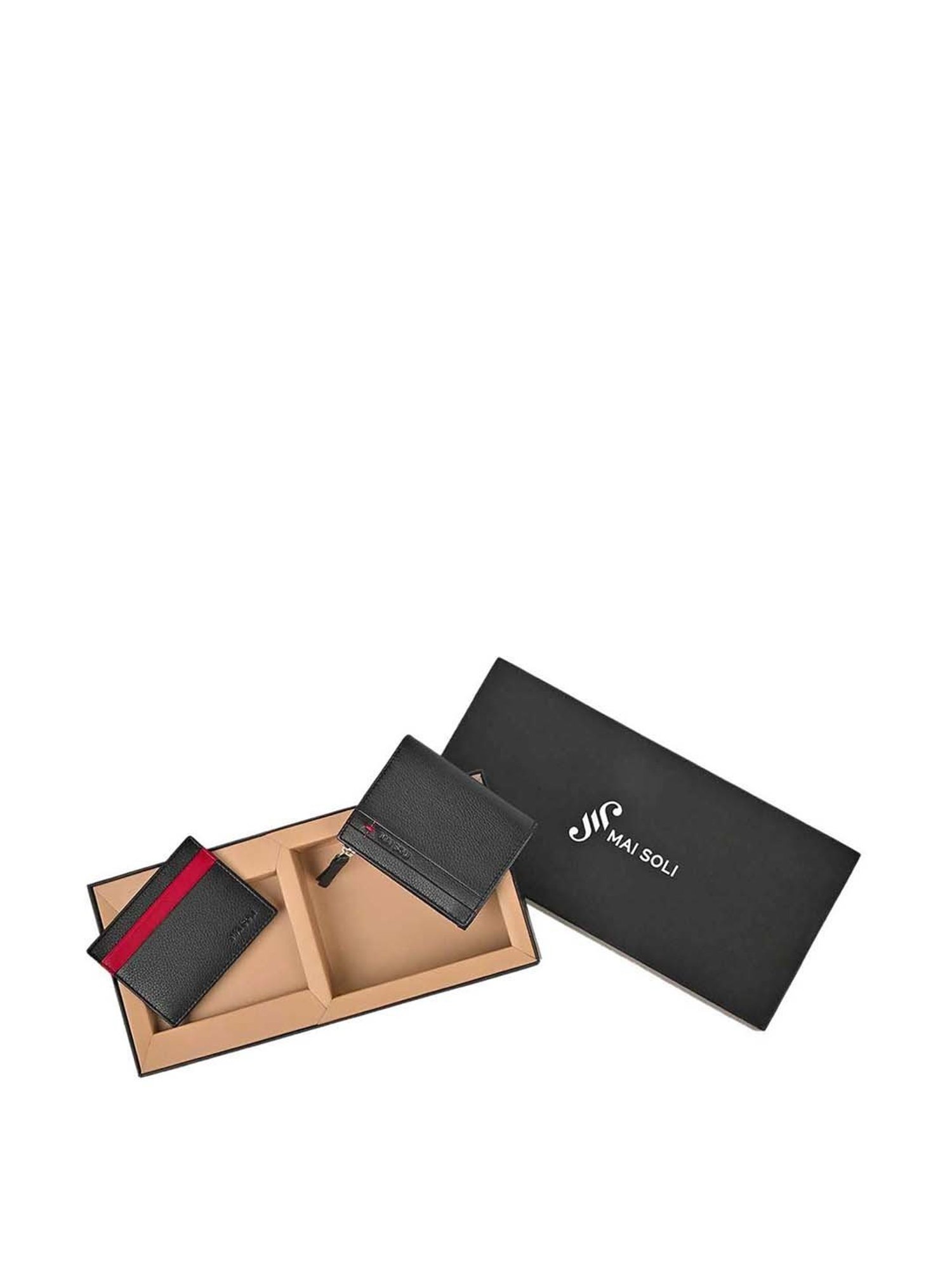 Neo Zip Wallet + Card Holder Gift Set - Black / Red – Mai Soli