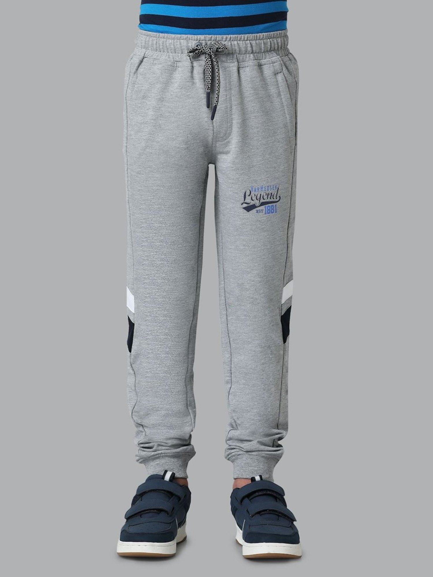 Buy Van Heusen Kids Grey Cotton Printed Trackpants for Boys