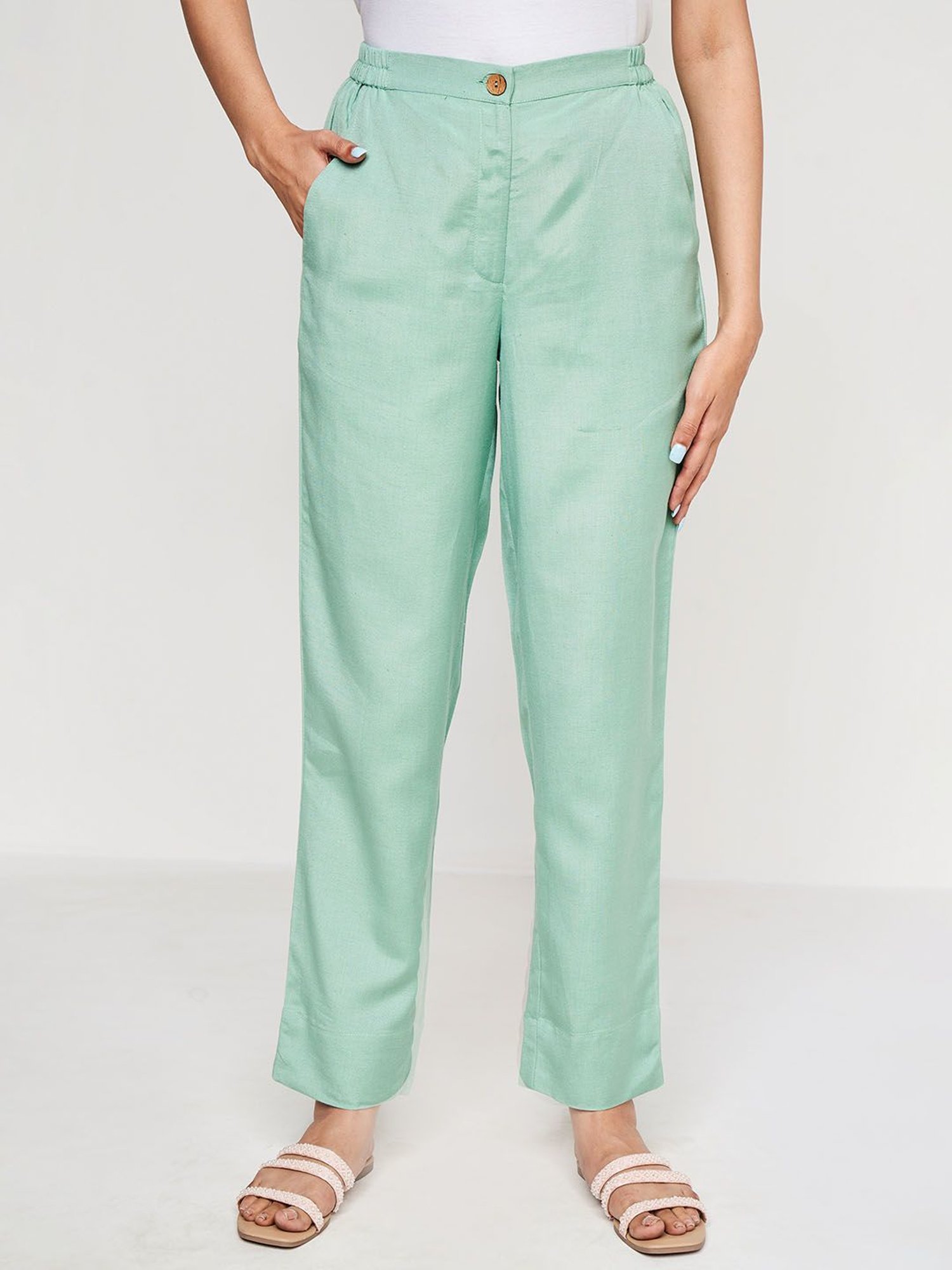 Women's High-rise Faux Leather Ankle Trousers - A New Day™ Light Green 17 :  Target