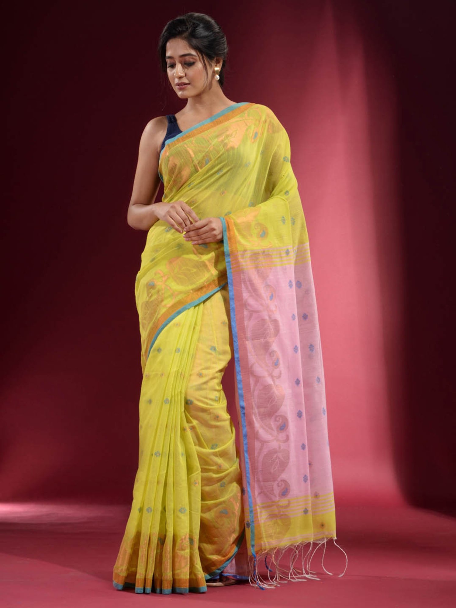 Buy Yellow Sarees for Women by Charukriti Online