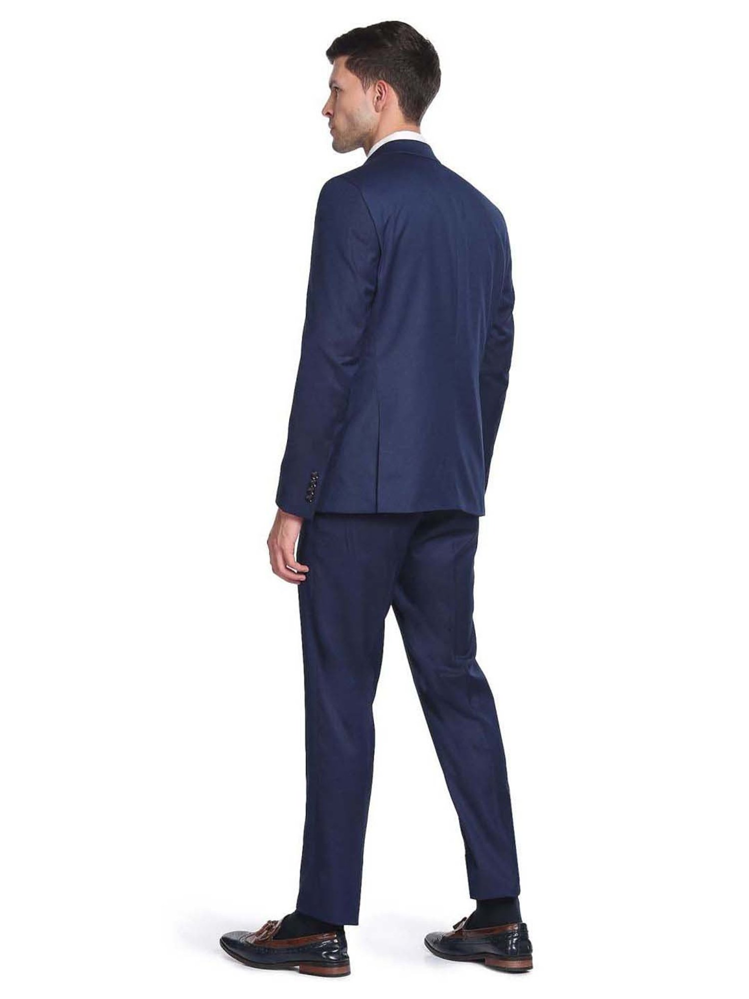 Buy Arrow Men Navy Blue Tapered Fit Solid Formal Trousers - Trousers for Men  7248943 | Myntra