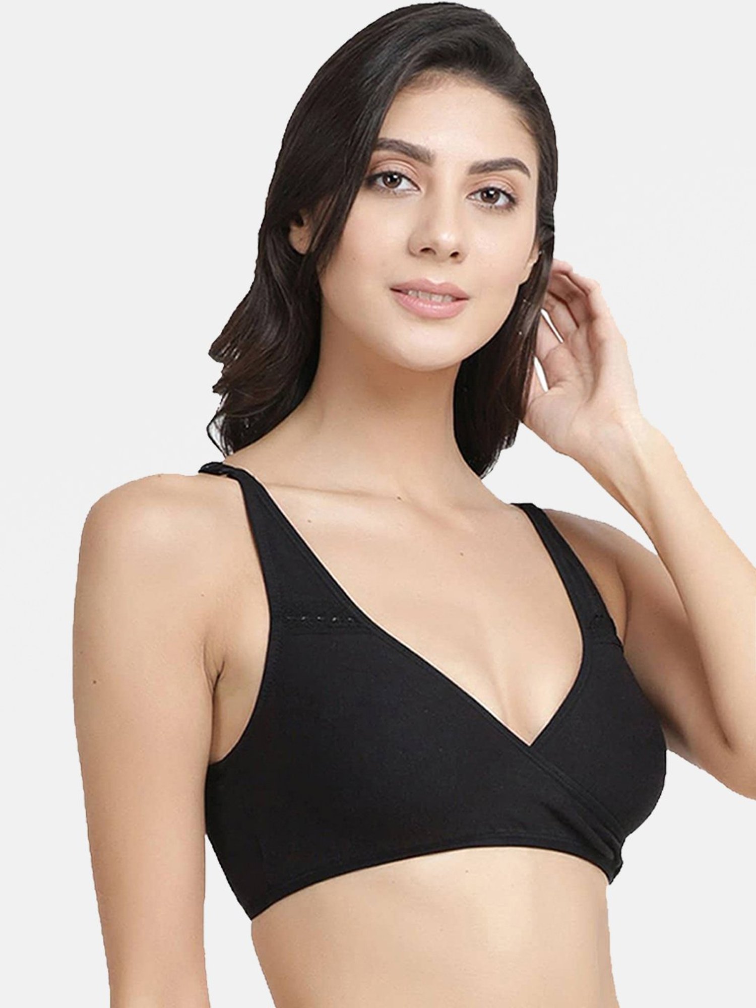 Inner Sense Black & Beige Full Coverage Maternity Bra - Pack of 3