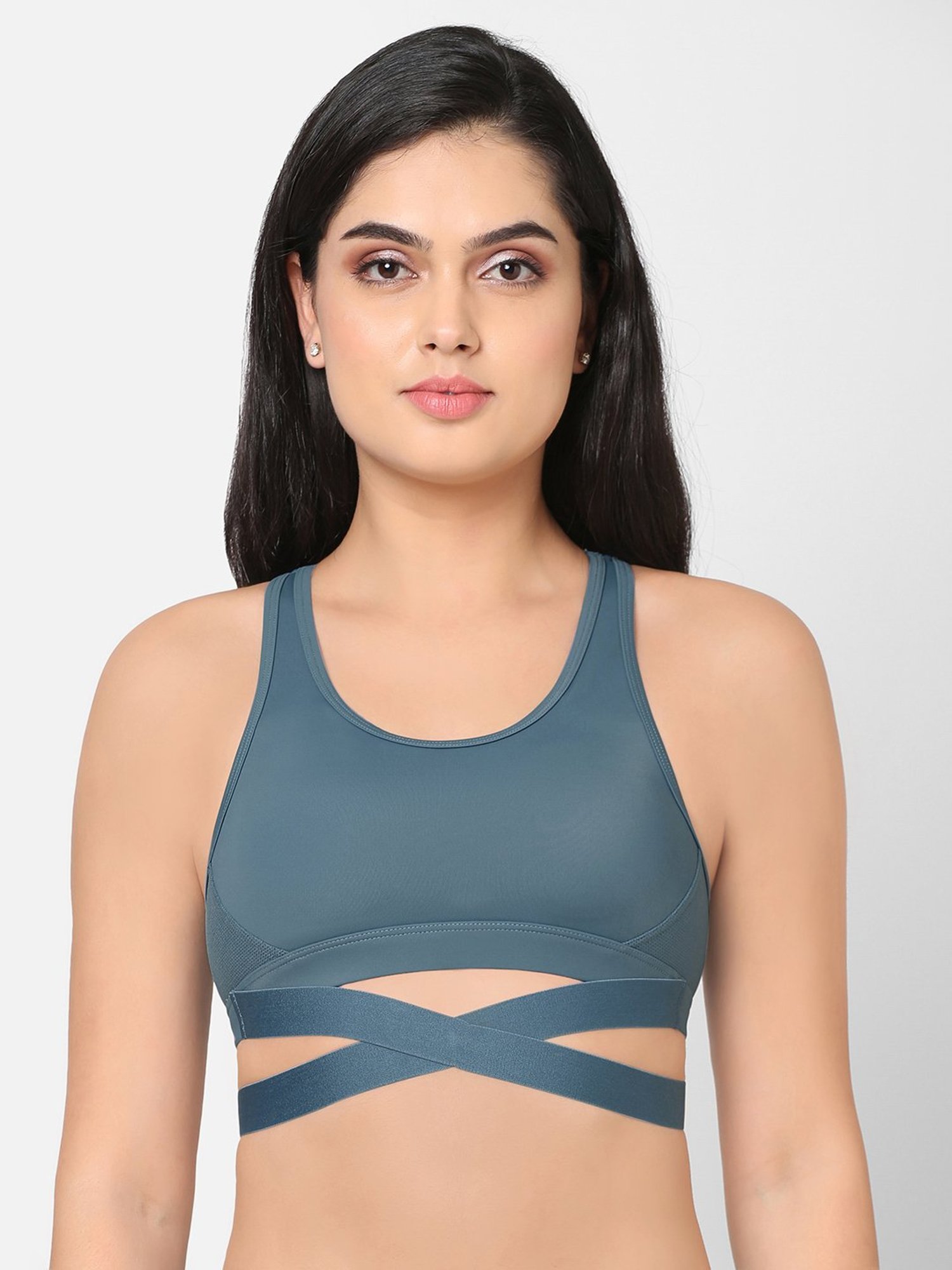 Wunderlove by Westside Plain Non Wired & Non Padded Green Sports Bra