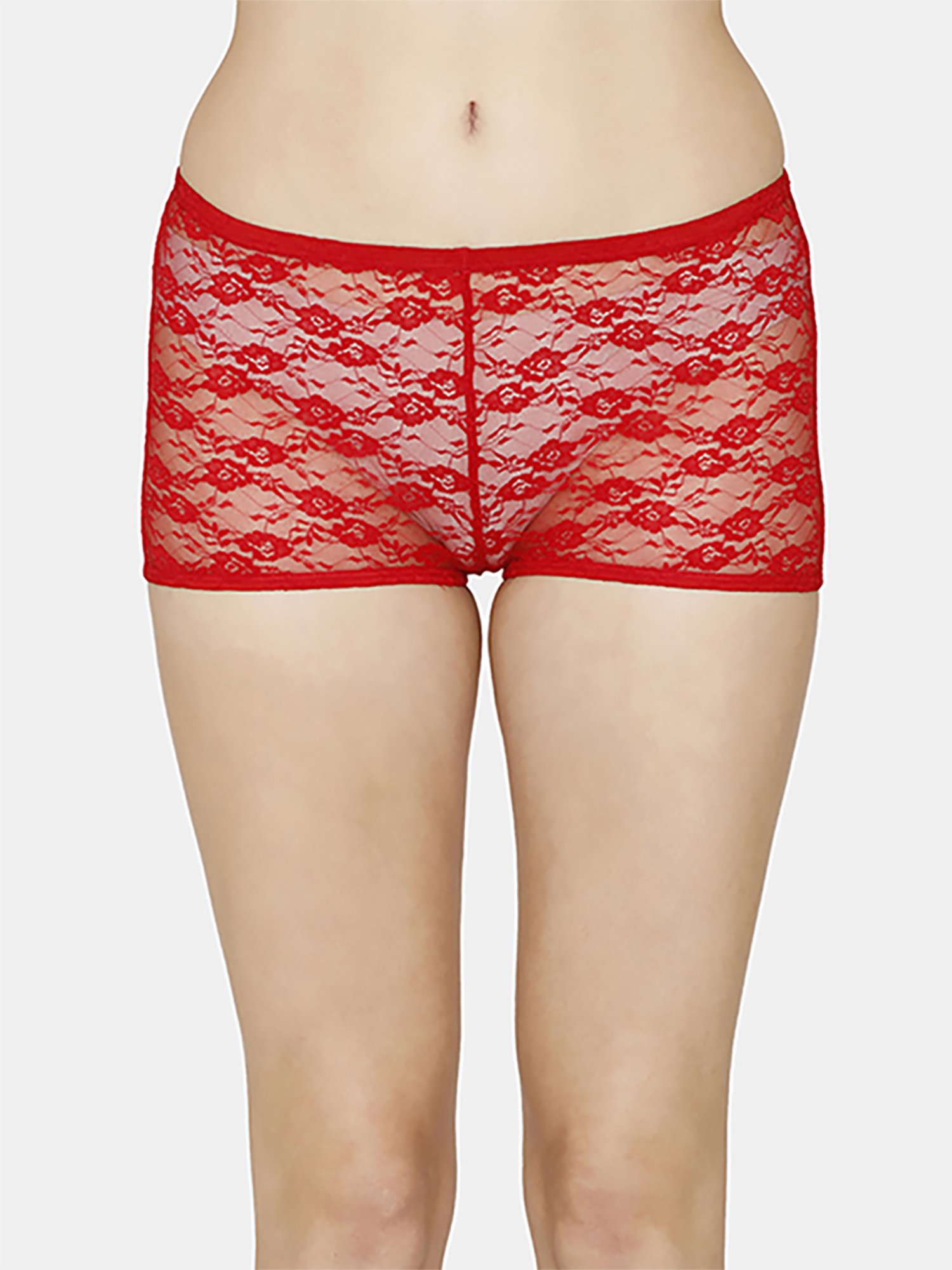 Buy Wunderlove Dark Red Lace Insert High Leg Brief from Westside