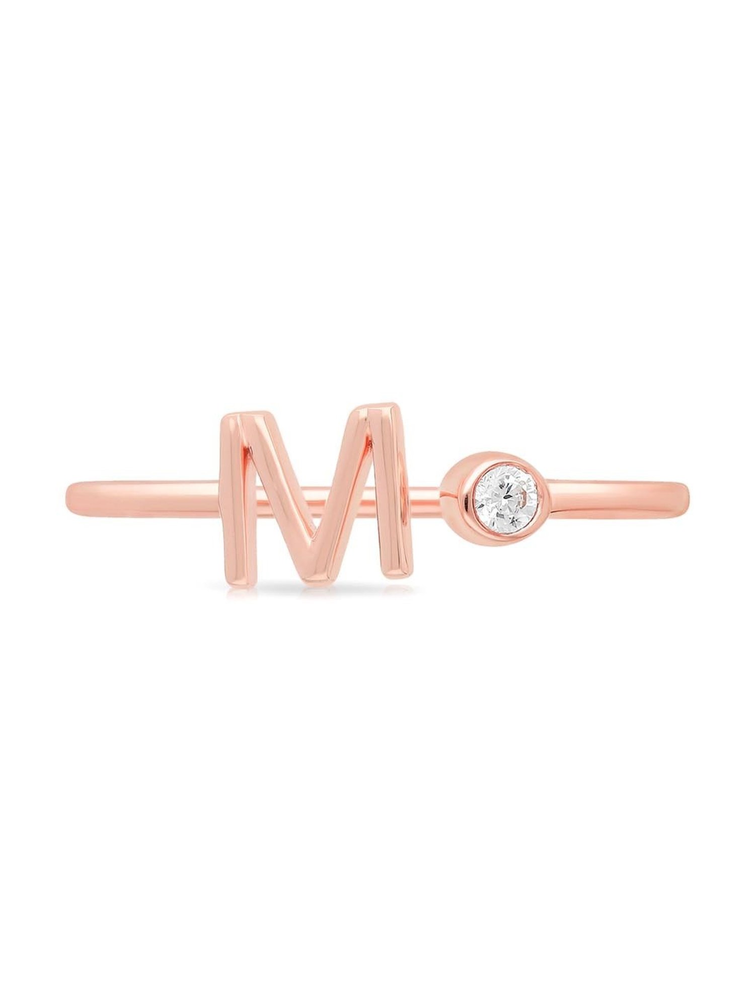 cz alloy Gold plated Valentine collection Initial '' M '' Letter in heart  ring alphabet collection for women and Girls - VIGHNAHARTA - 3592841