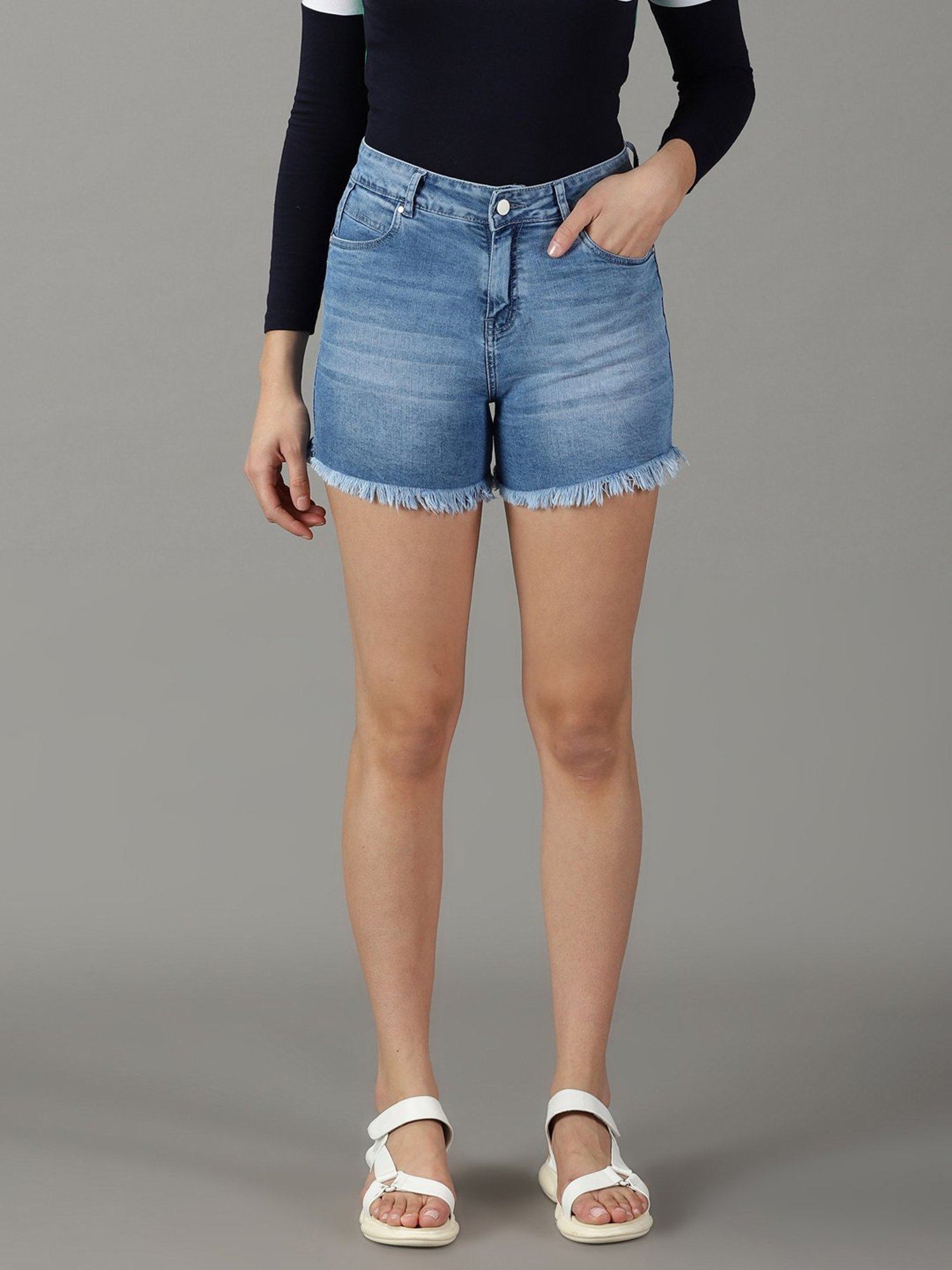 Buy PEPE Denim Loose Fit Cotton Women's Casual Shorts | Shoppers Stop