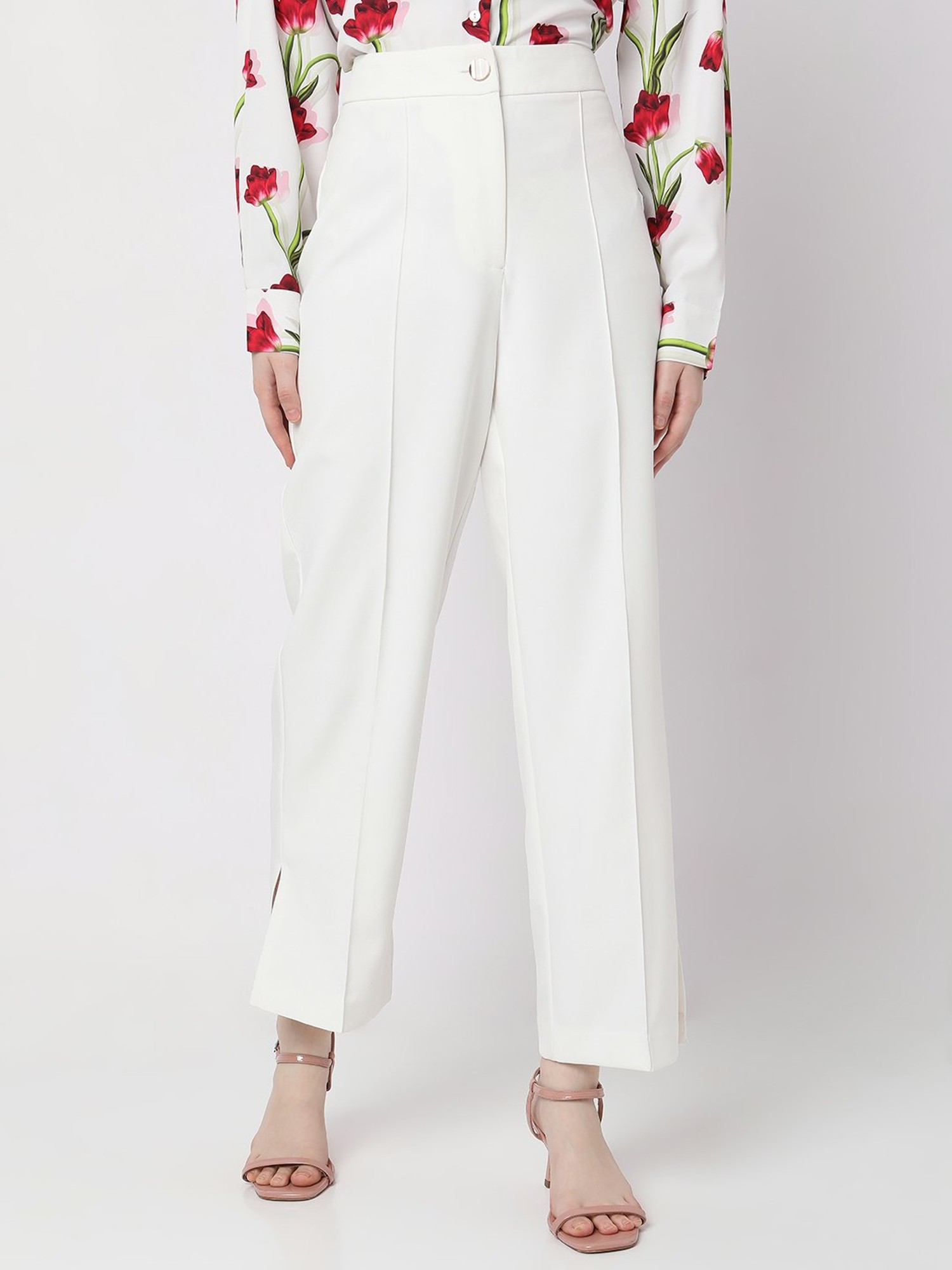 Buy Fog White Trousers & Pants for Women by Vero Moda Online | Ajio.com