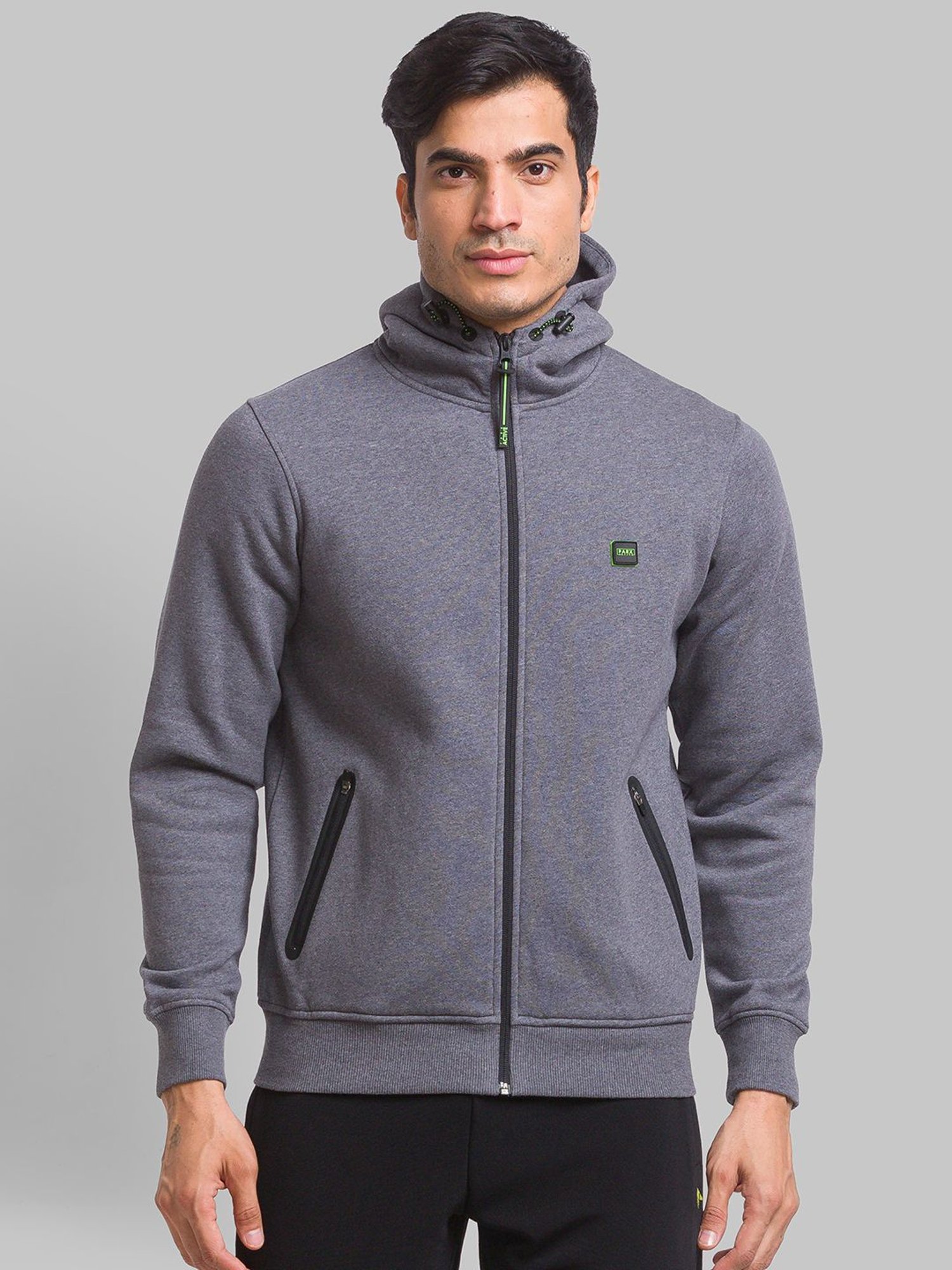 Buy Parx Grey Regular Fit Heathered Hooded Sweatshirts for Mens