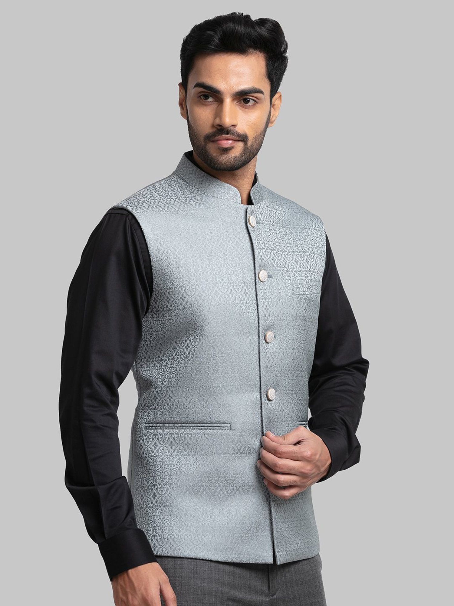 Buy Raymond Beige Contemporary Fit Woven Design Nehru Jacket - Nehru Jackets  for Men 2077271 | Myntra