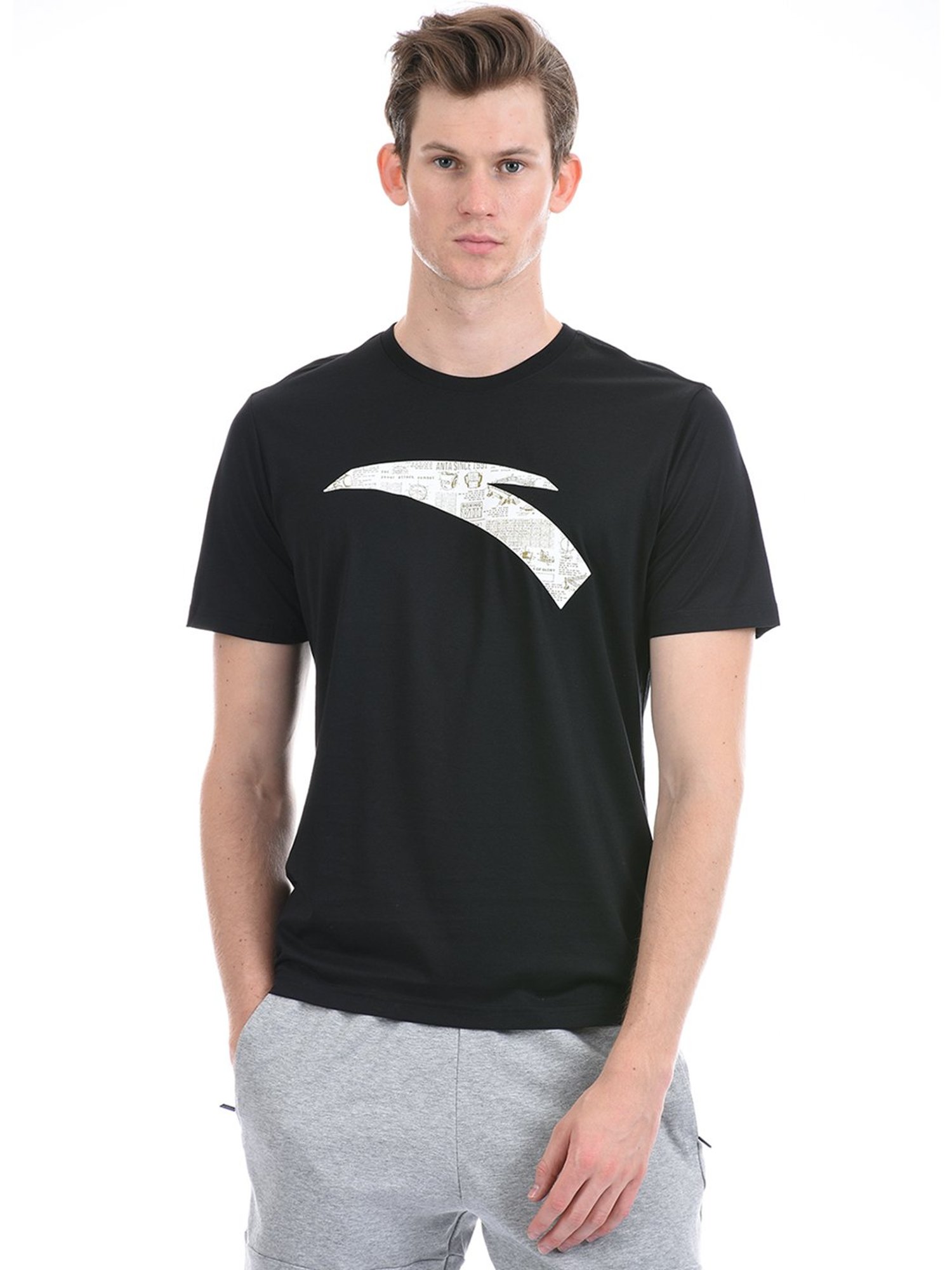 Under Armour Black Cotton Regular Fit Printed Sports T-Shirt