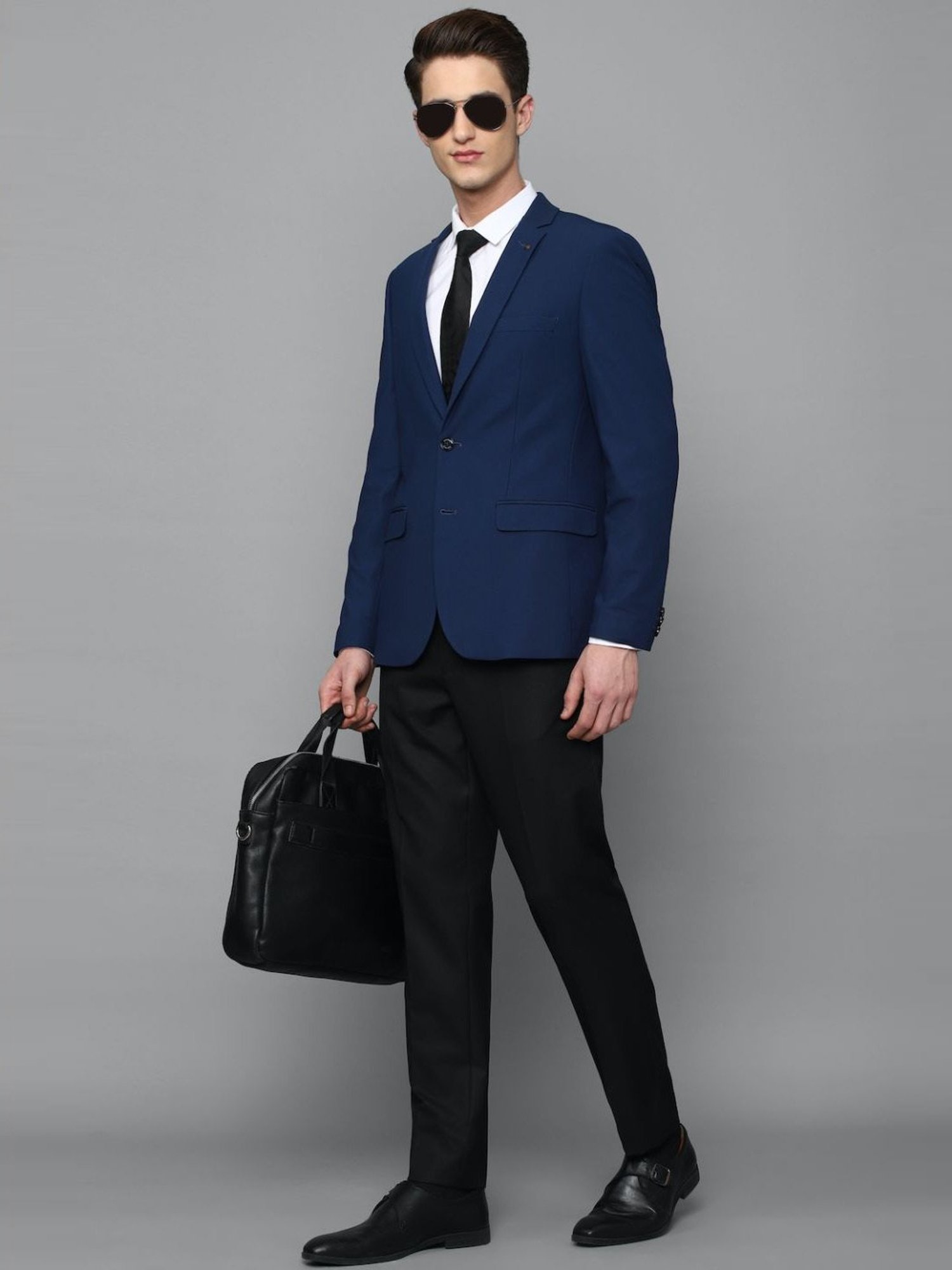 Buy Men Navy Solid Slim Fit Formal Blazer Online - 603271