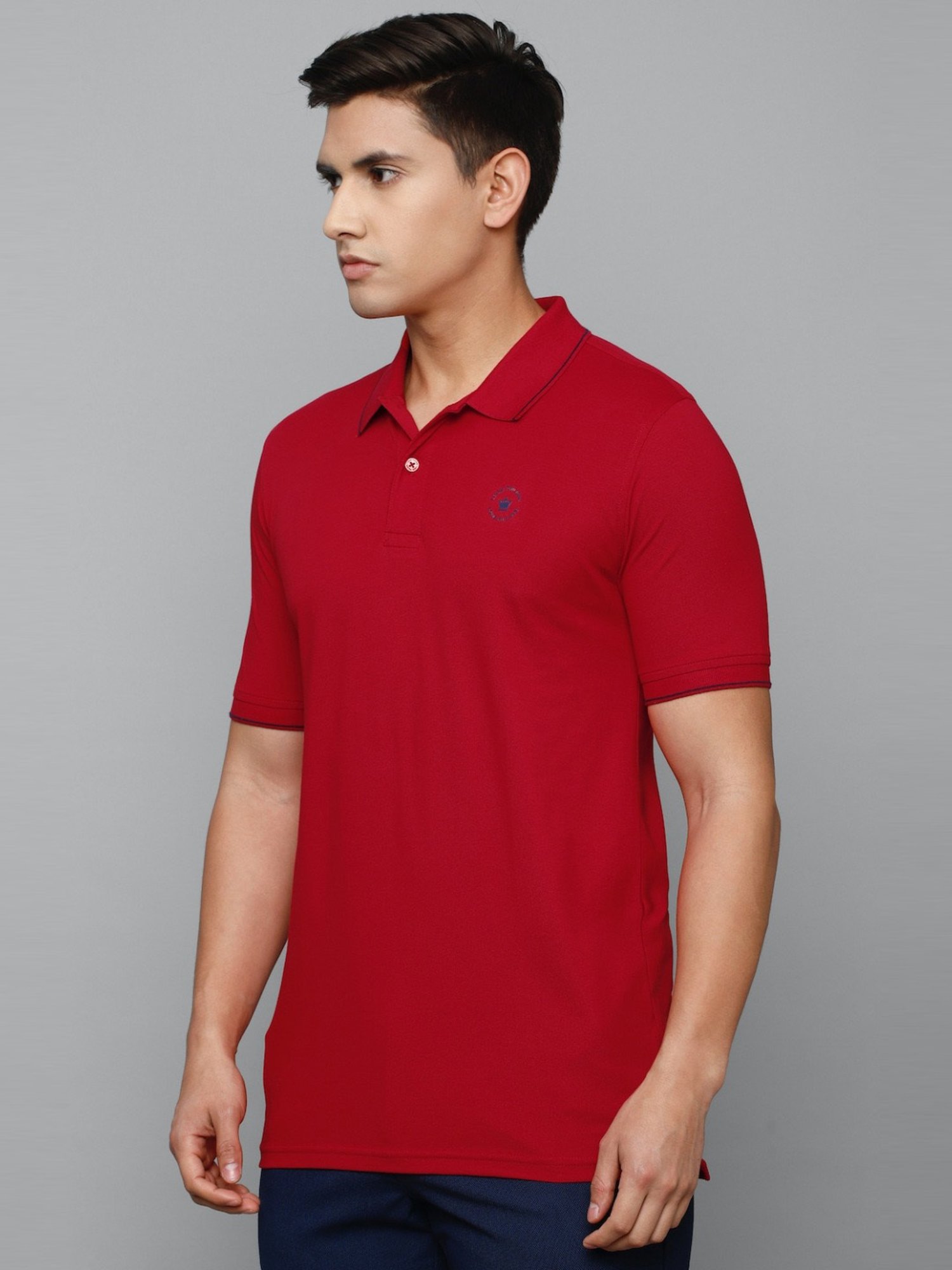 Buy Louis Philippe Men Blue Solid Polo Collar T Shirt - Tshirts