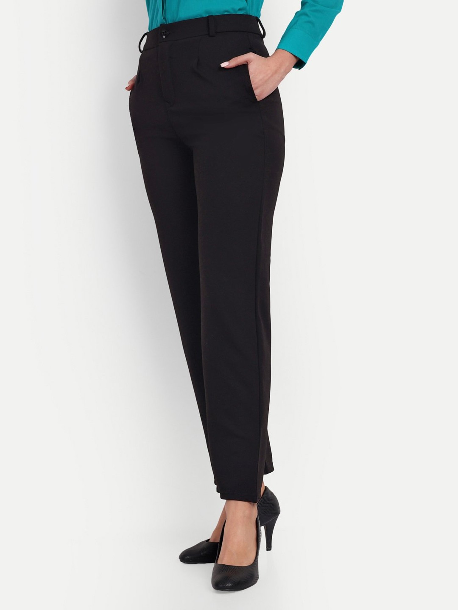 Buy Van Heusen Black Self Print Formal Trousers for Women Online @ Tata CLiQ-hangkhonggiare.com.vn