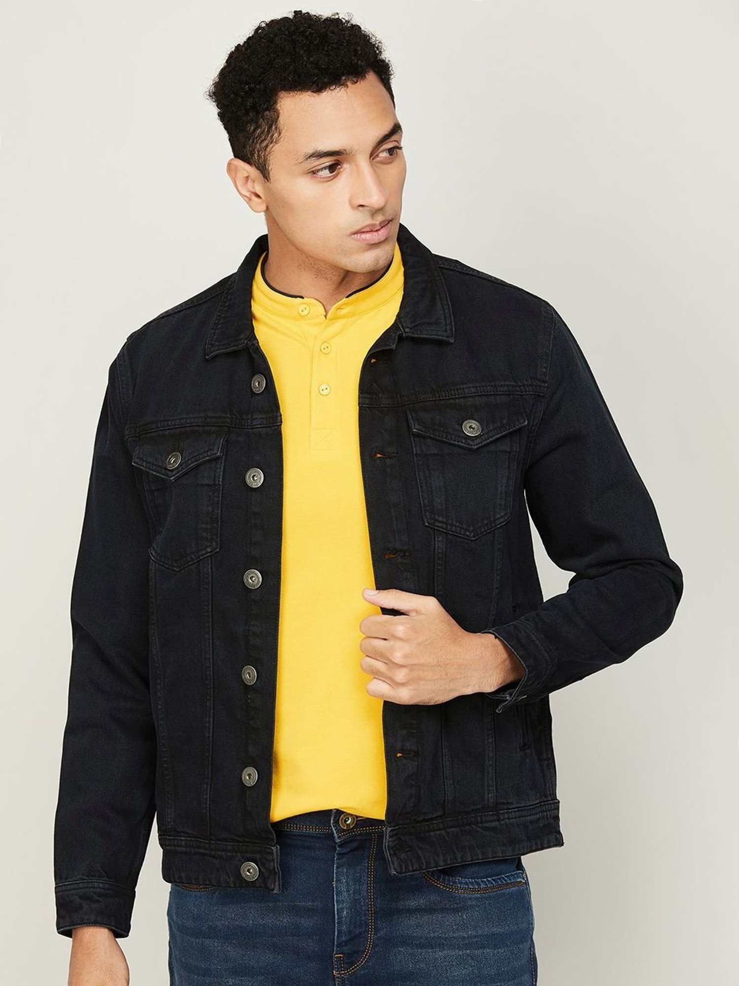 Buy YOUNG CLUB CLASSIC Mock Collar Long Sleeves Denim Jacket - Jackets for  Men 25710914 | Myntra