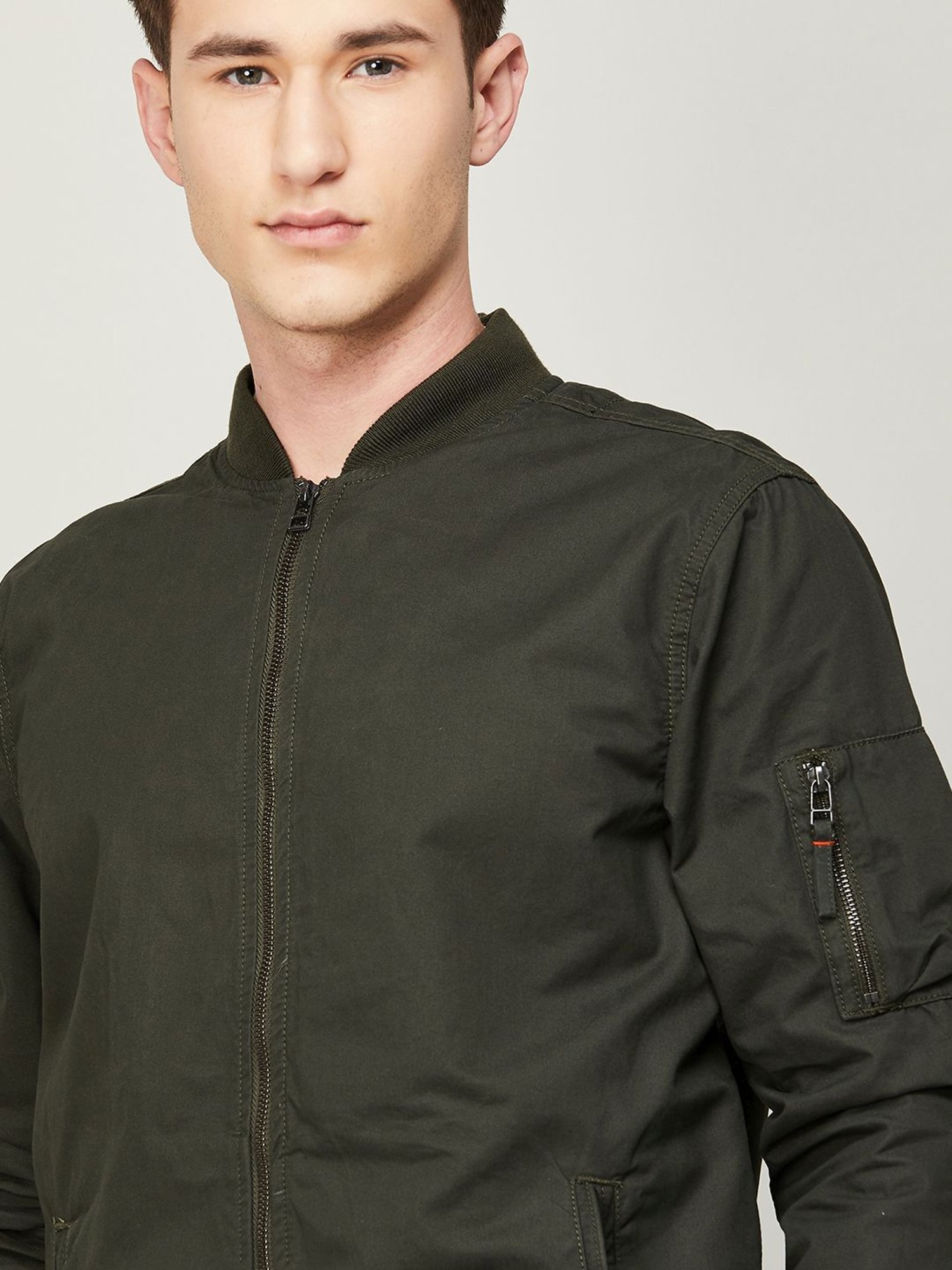 Forca by Lifestyle Olive Cotton Regular Fit Jacket