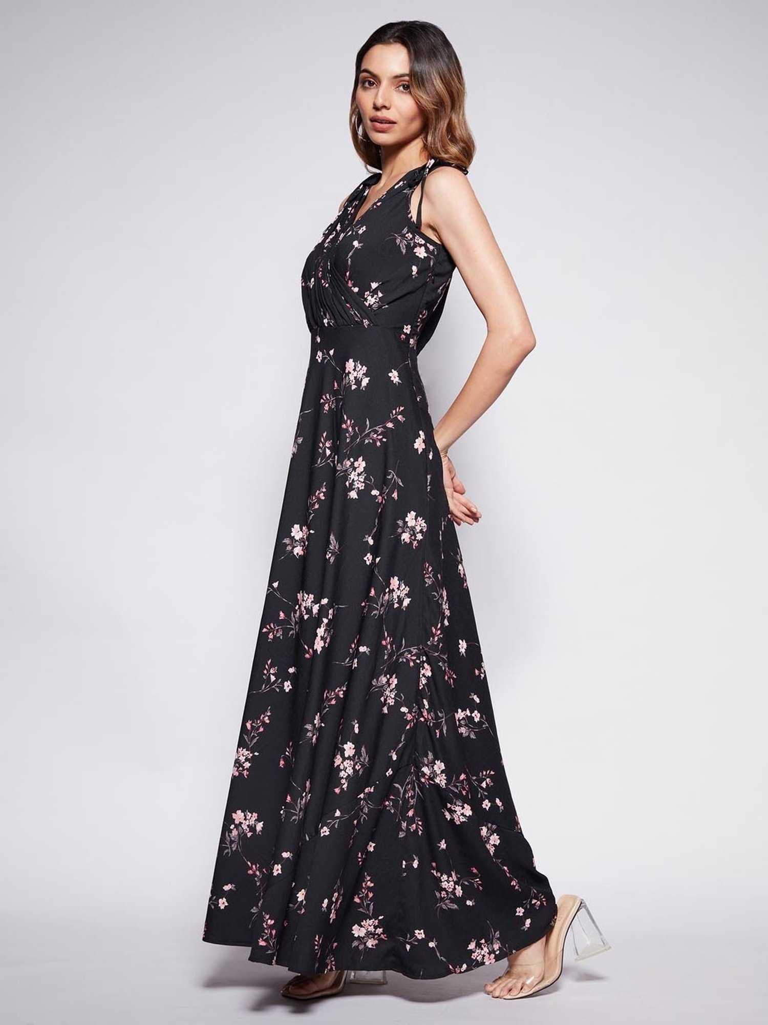 Buy Rare Black Floral Print Maxi Dress for Women's Online @ Tata CLiQ