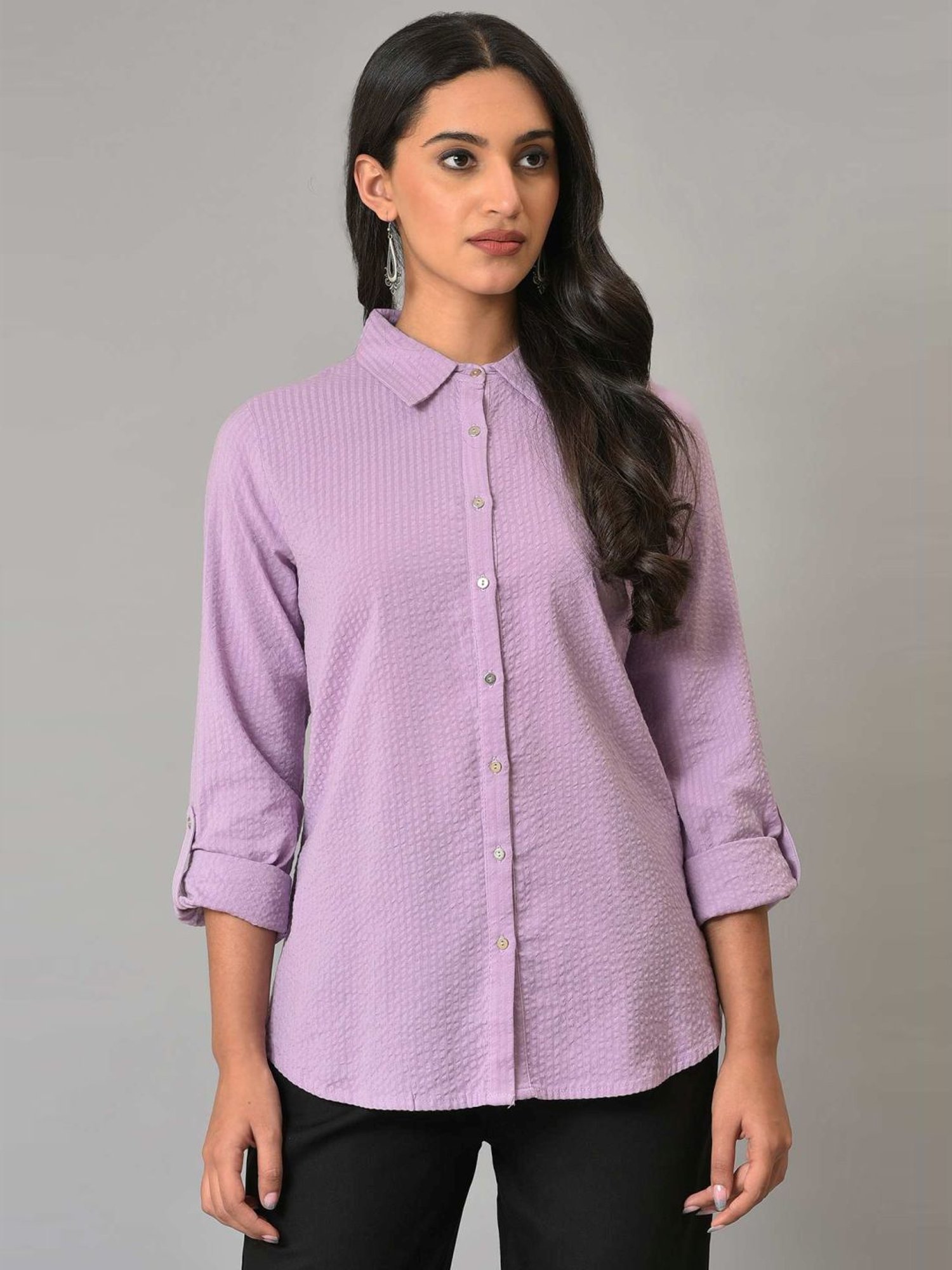 Buy W Lavender Cotton Regular Fit Shirt for Women Online @ Tata CLiQ