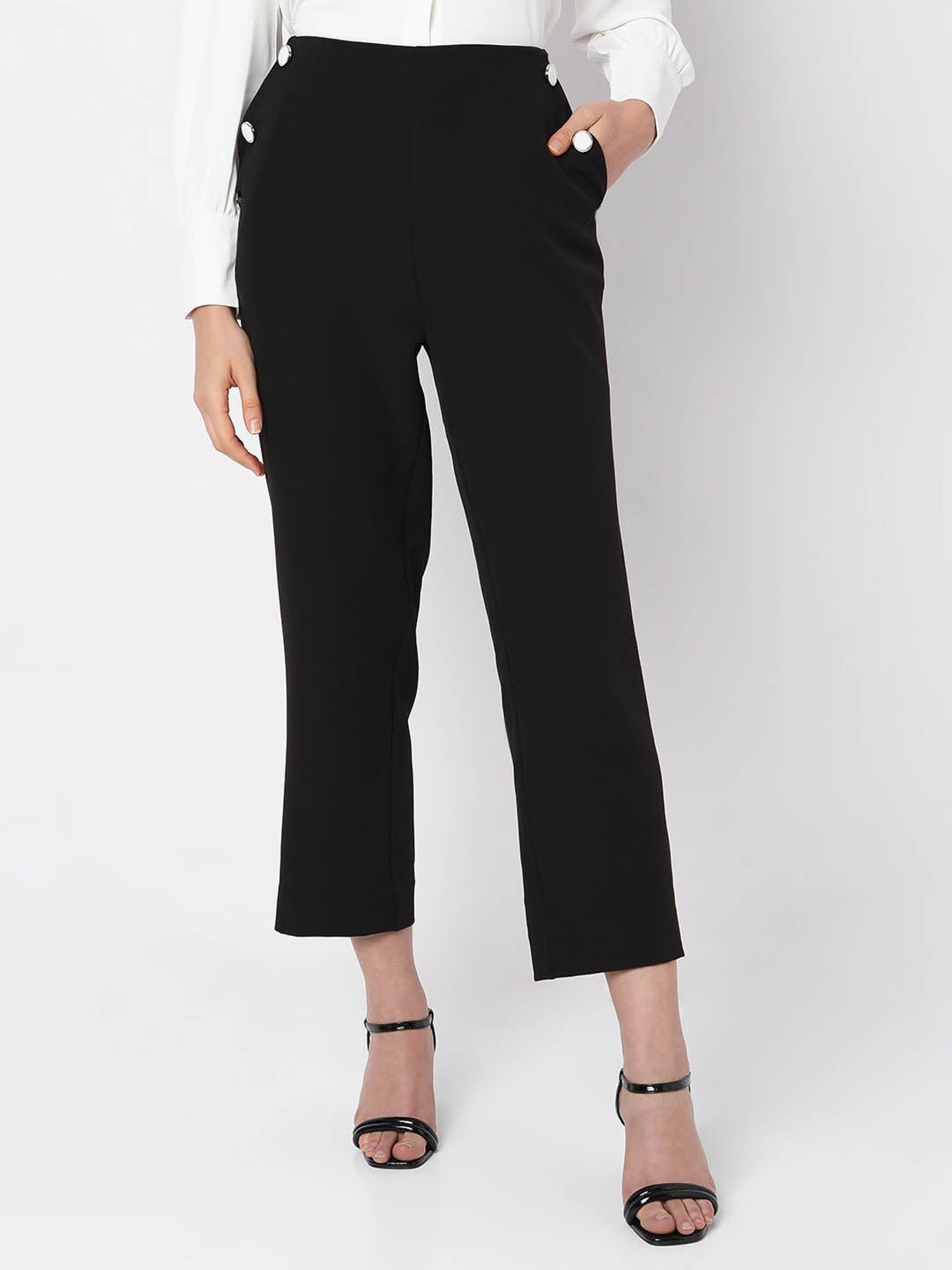 Buy Black Tapered Slim Leg Trousers  8R  Trousers  Tu