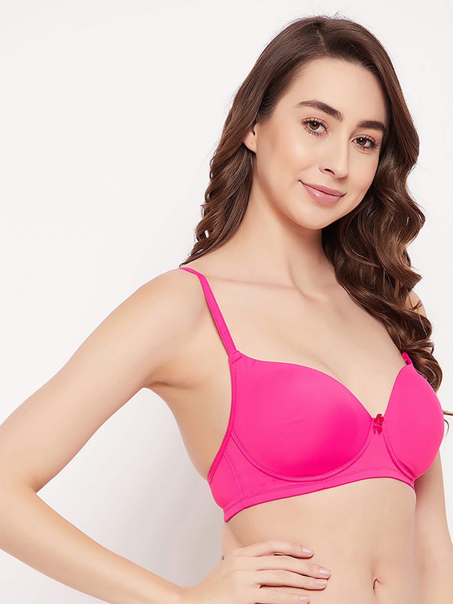 Buy Clovia Pink Solid Cotton Single T-Shirt Bra Online at Best