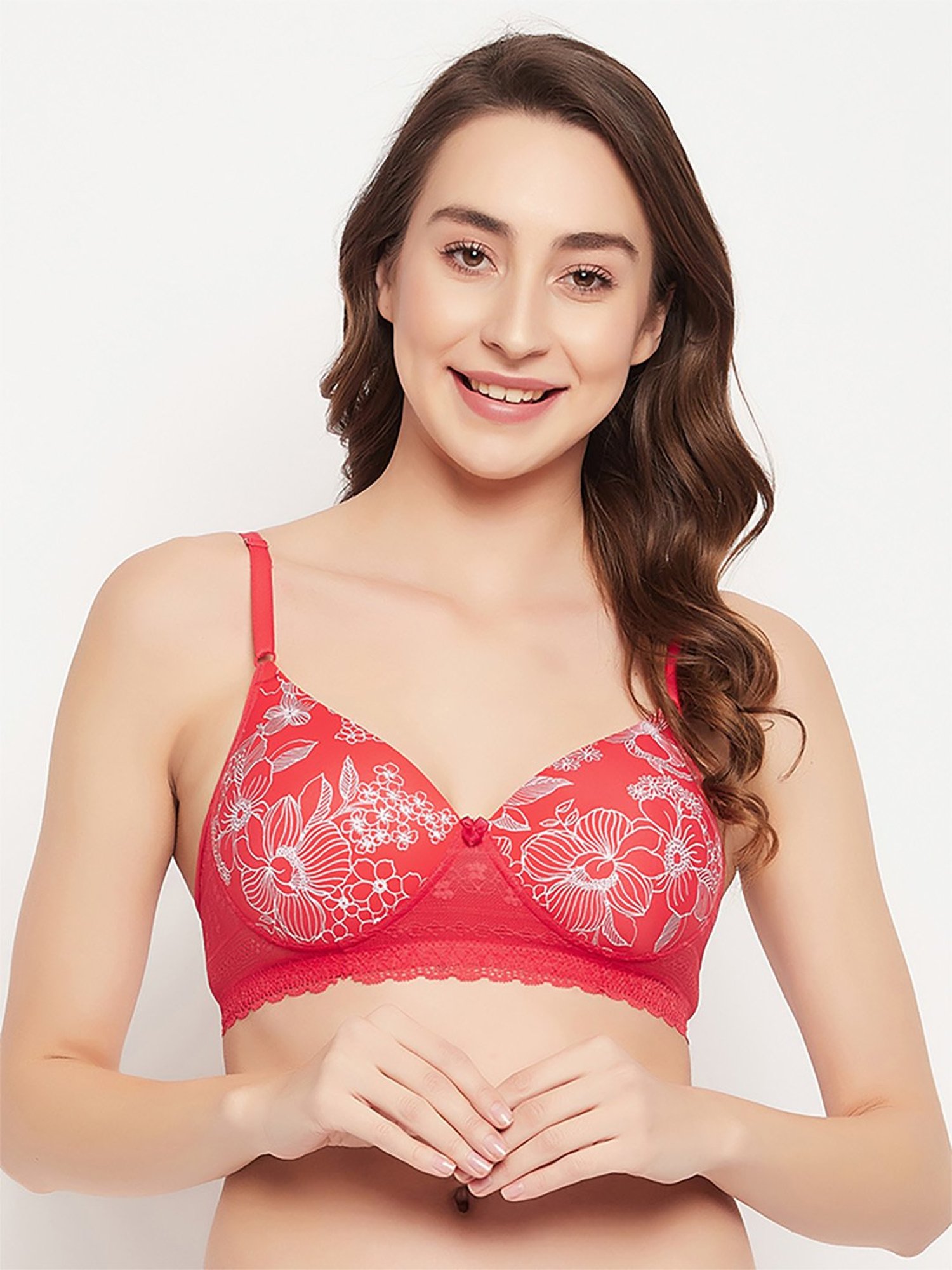 Buy Red Floral Lace Underwired Bra 38C, Bras