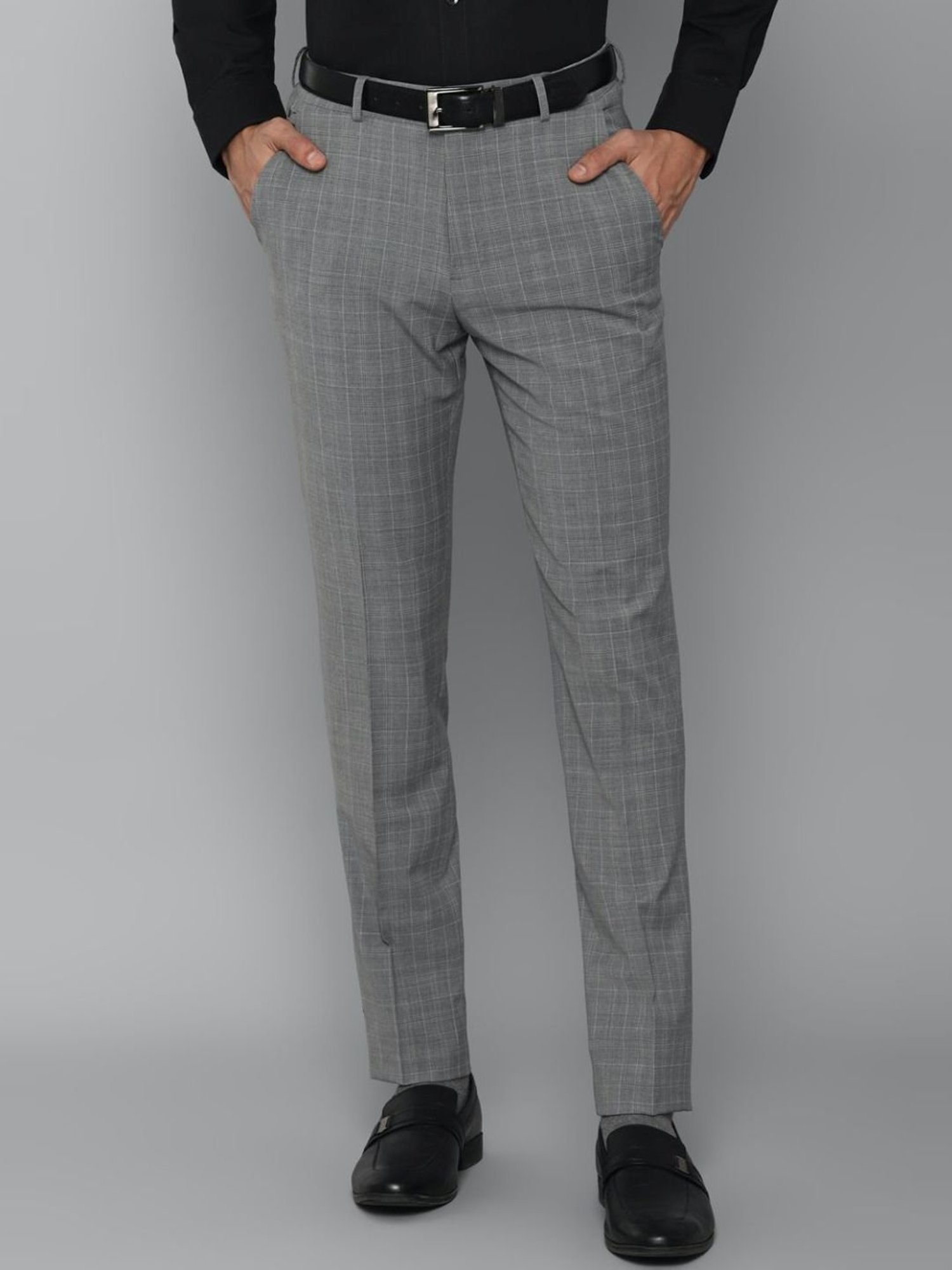 Buy Allen Solly Grey Cotton Linen Slim Fit Trousers for Mens Online  Tata  CLiQ
