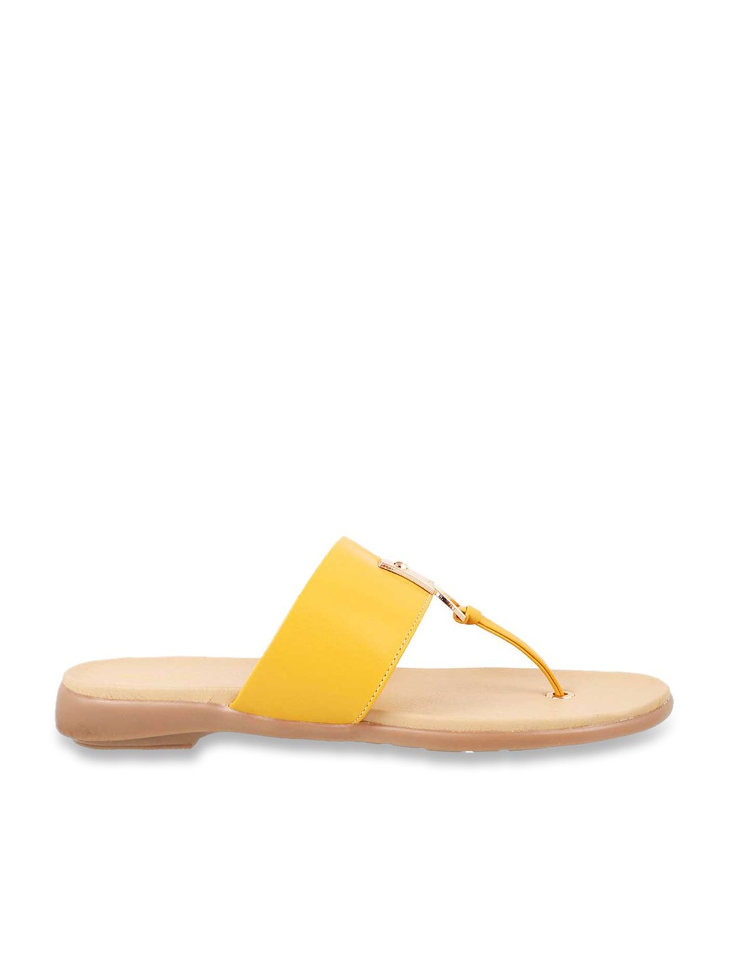 GlamZkart Women Yellow Color Thin Strip Flats Sandal - GlamZkart - 4138654