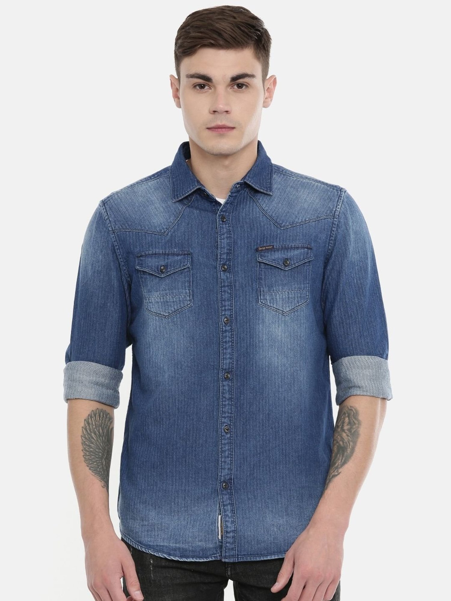 Buy Highlander Light Blue Faded Casual Shirt for Men Online at Rs.519 -  Ketch