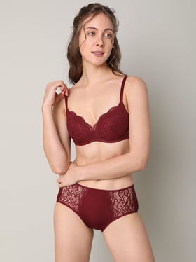 Buy Vero Moda Intimates Maroon Lace Medium Coverage Push-Up Bra for Women's  Online @ Tata CLiQ