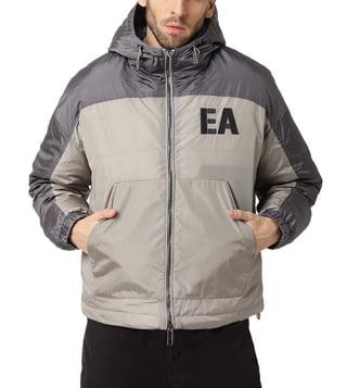 Buy Emporio Armani Grey Logo Regular Fit Windbreaker Jacket for Men Online  @ Tata CLiQ Luxury