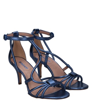 Navy strappy sandals mid heel hot sale