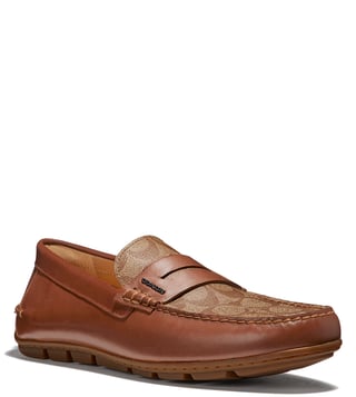 Buy Coach Khaki Mott Logo Driver Loafers for Men Online @ Tata CLiQ Luxury