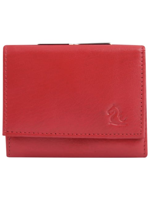 Buy Adamis Black/Red Colour Pure Leather Wallet for Women (W341) Online