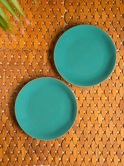 ExclusiveLane 'Earthen Turquoise' Hand Glazed Dinner Plates In Ceramic (Set of 2, Microwave Safe)-picture-17