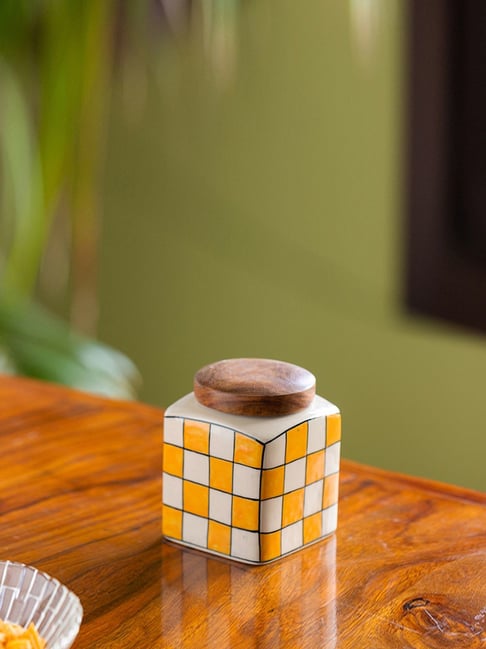 ExclusiveLane 'Shatranj Check' Hand-painted Storage Jar & Container (Airtight, 200 ML, 4 Inch)-picture-10
