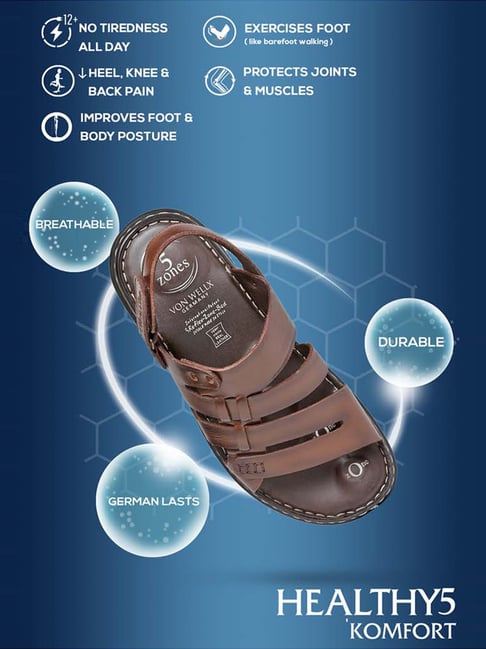 Von Wellx Germany Men's Callan Brown Back Strap Sandals